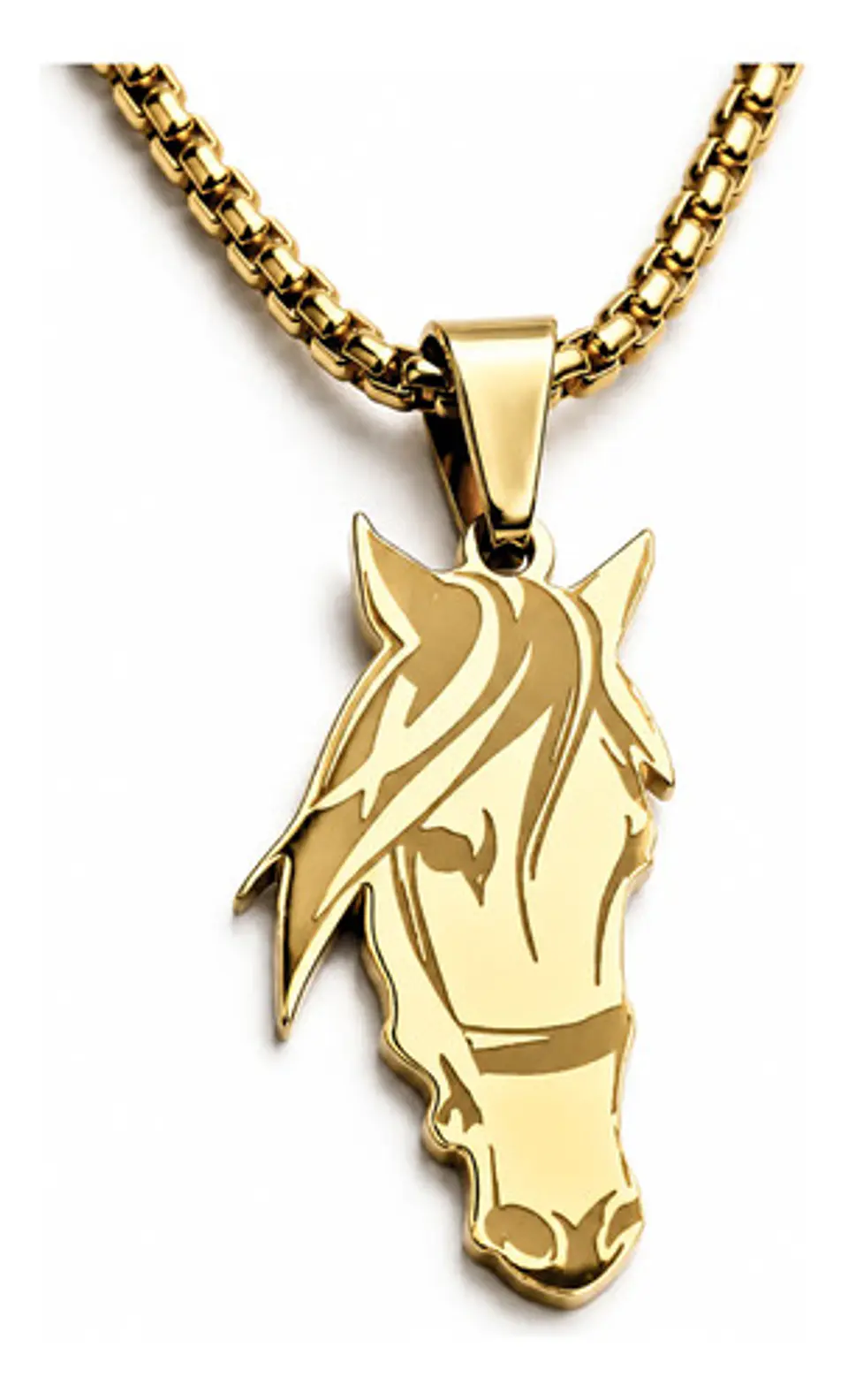 Collar De Acero Para Hombre Y Mujer Con Dije Cabeza Caballo 1