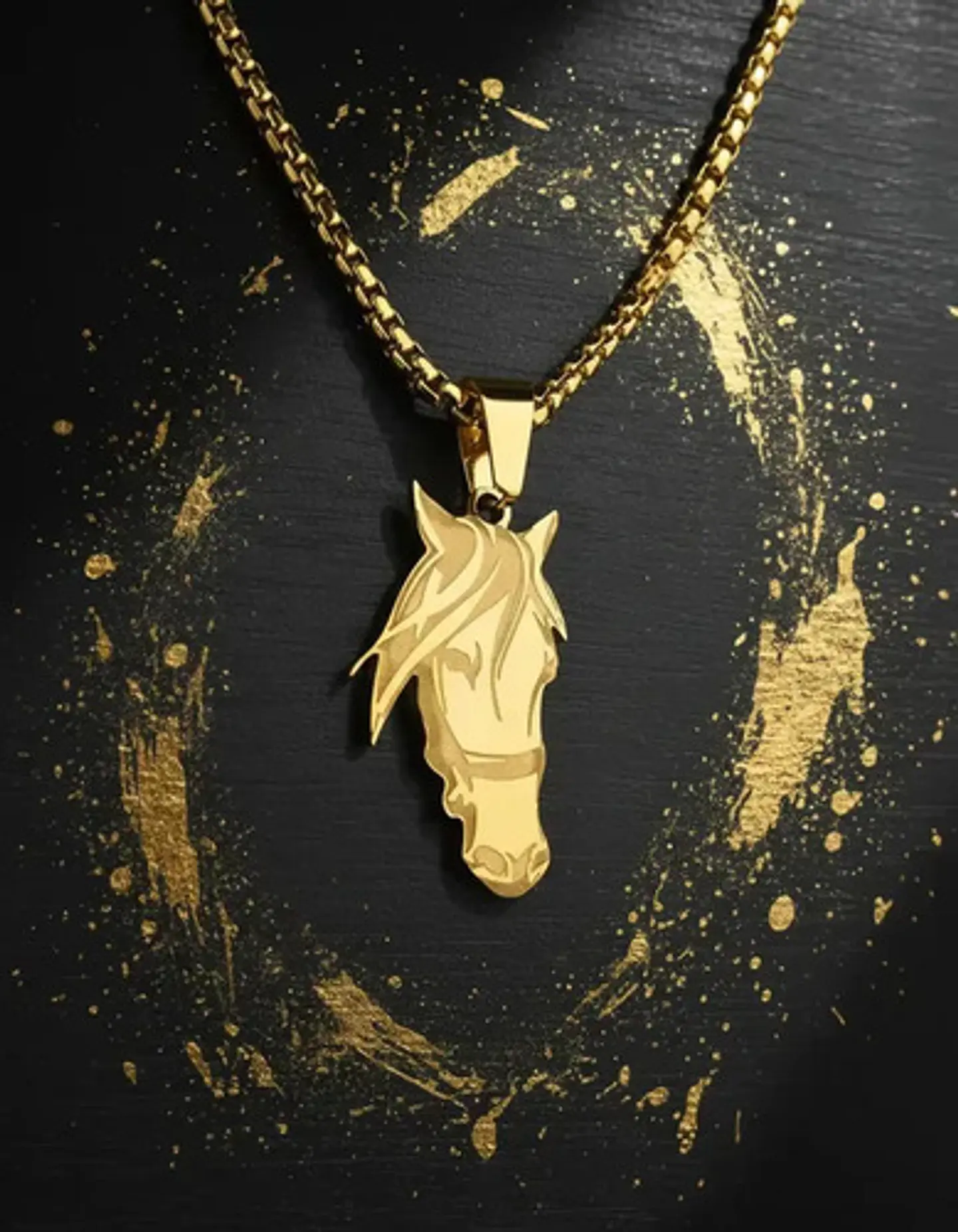 Collar De Acero Para Hombre Y Mujer Con Dije Cabeza Caballo 5