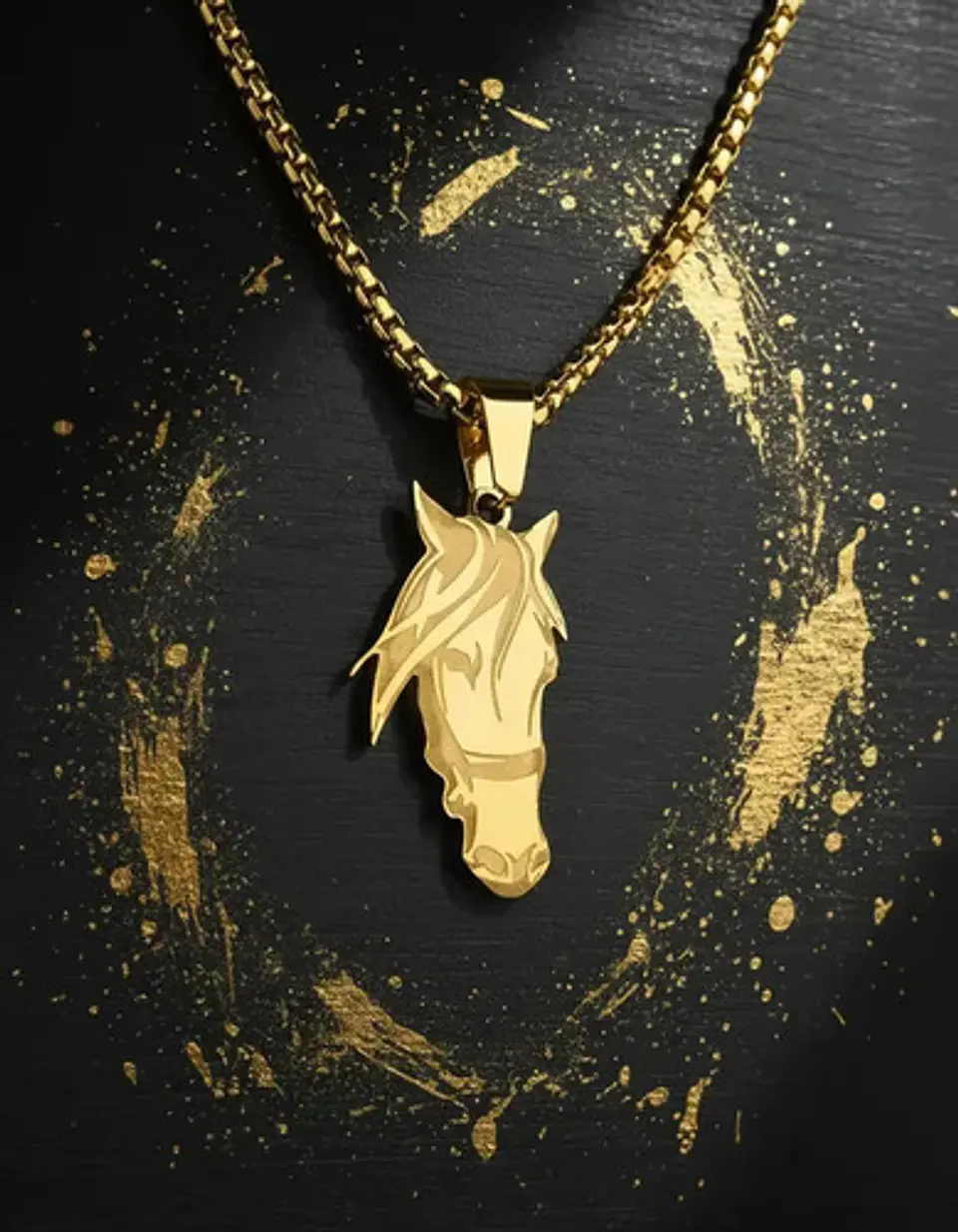 Collar De Acero Para Hombre Y Mujer Con Dije Cabeza Caballo 5