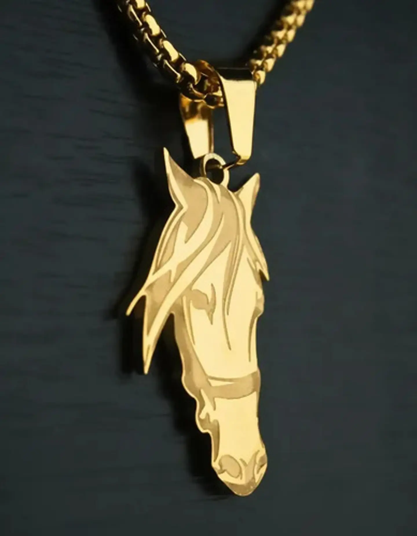 Collar De Acero Para Hombre Y Mujer Con Dije Cabeza Caballo 6
