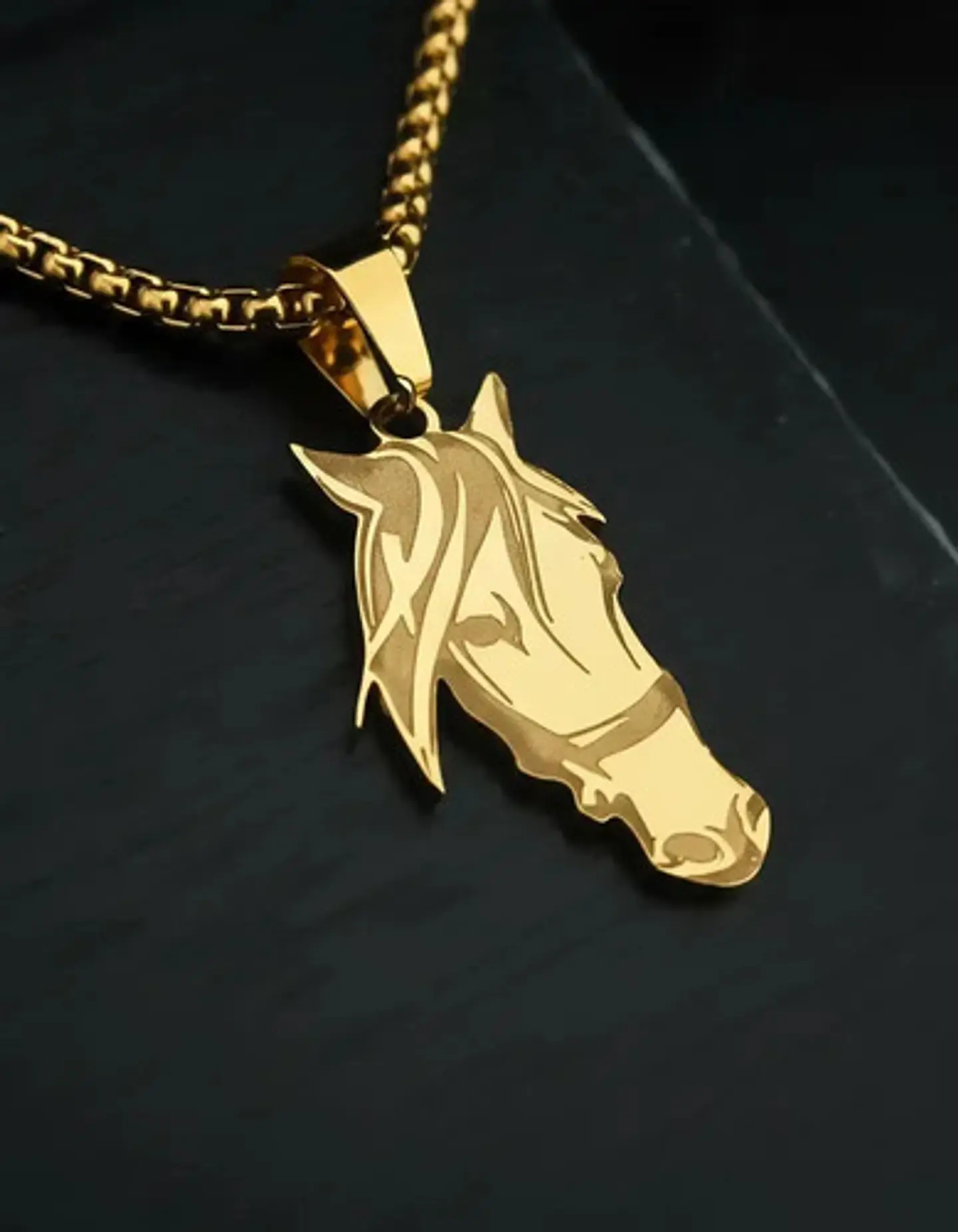 Collar De Acero Para Hombre Y Mujer Con Dije Cabeza Caballo 7