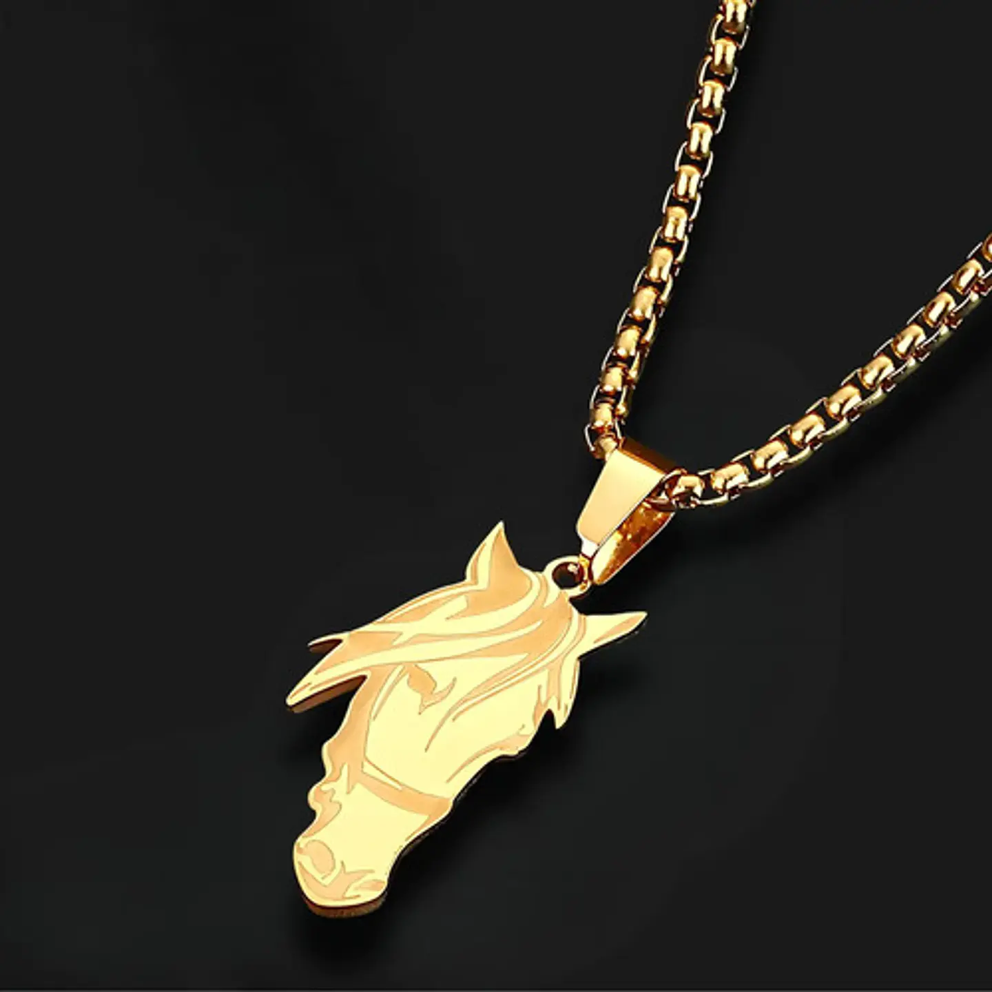 Collar De Acero Para Hombre Y Mujer Con Dije Cabeza Caballo 8