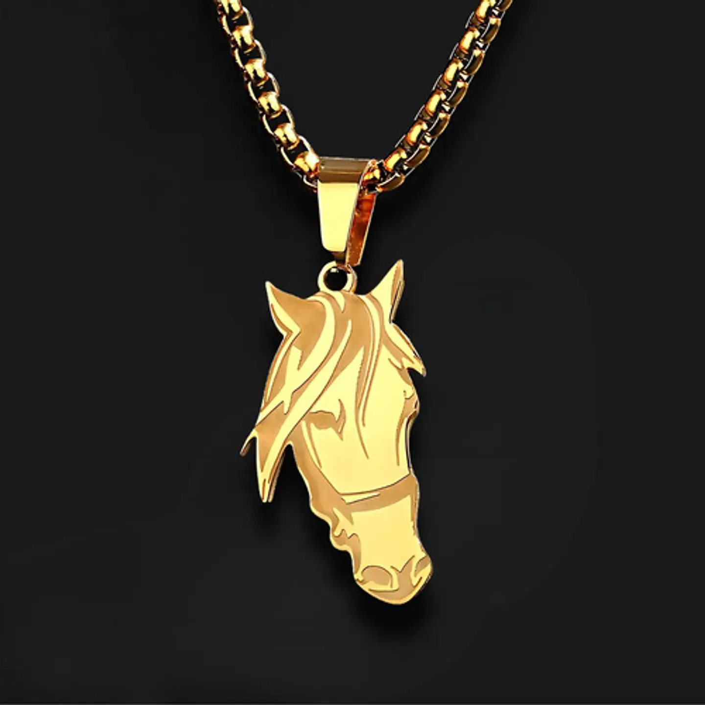 Collar De Acero Para Hombre Y Mujer Con Dije Cabeza Caballo 9