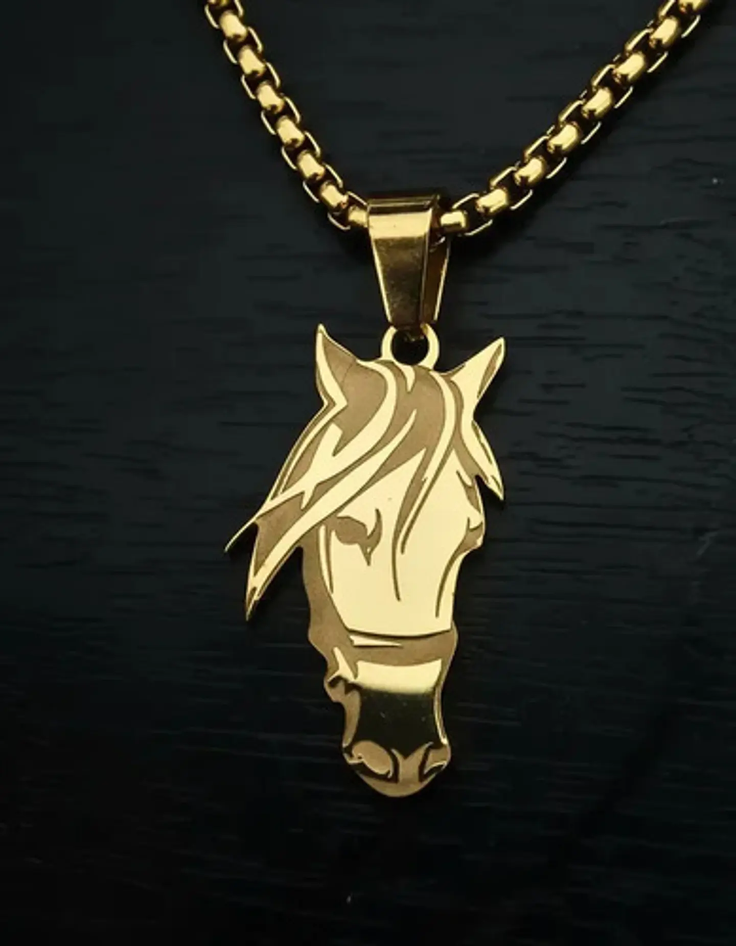 Collar De Acero Para Hombre Y Mujer Con Dije Cabeza Caballo 10