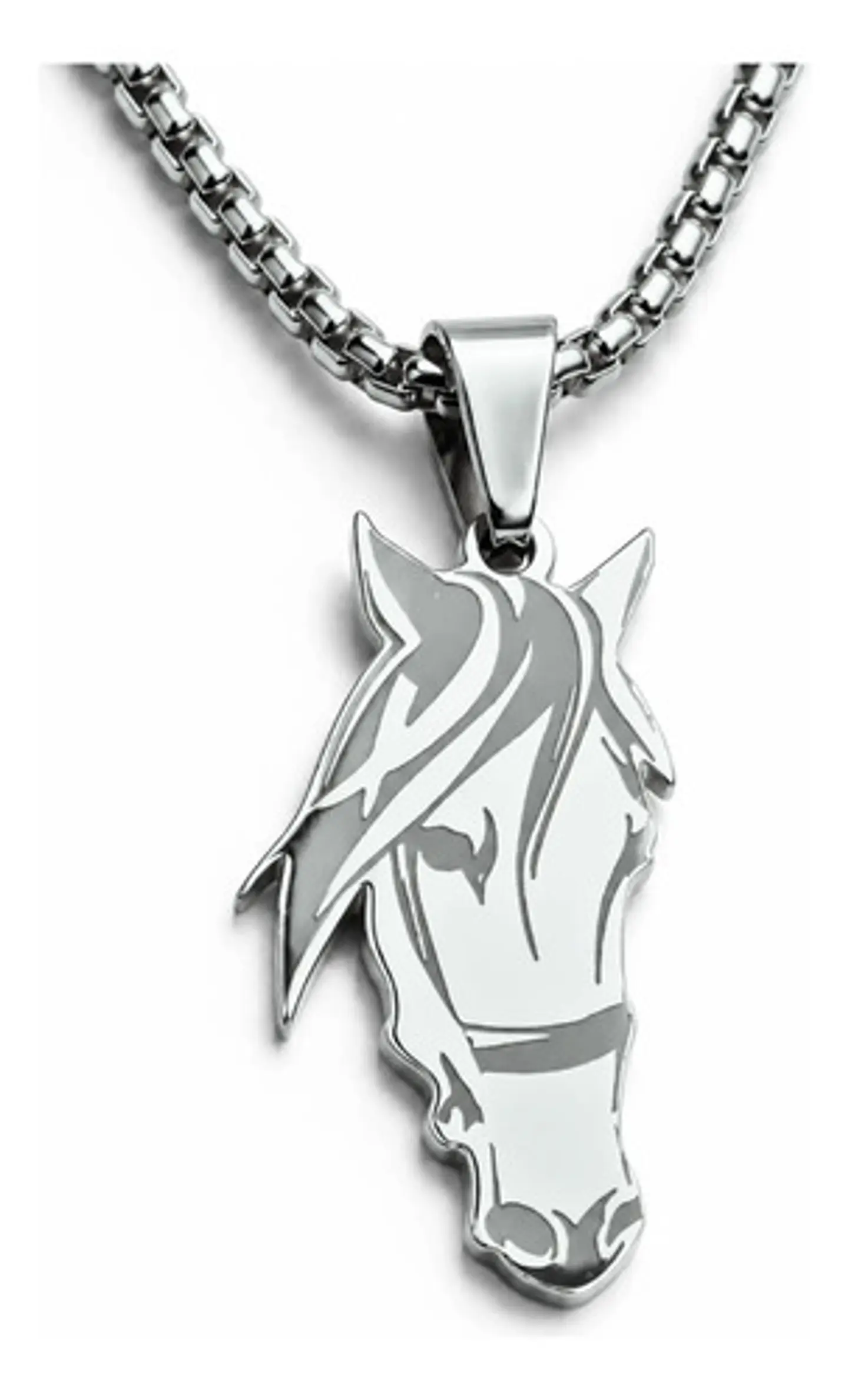 Collar De Acero Para Hombre Y Mujer Con Dije Cabeza Caballo 11