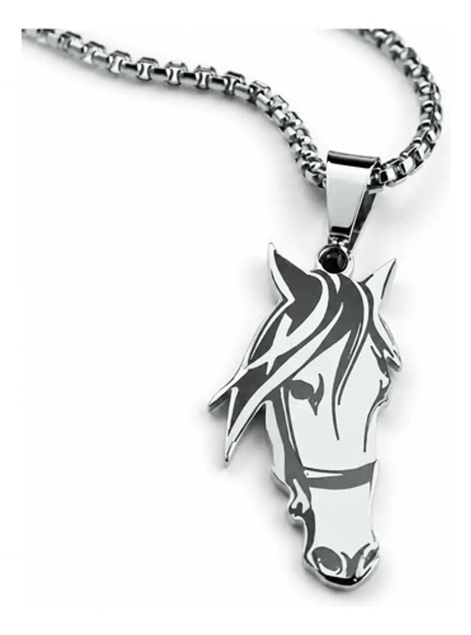 Collar De Acero Para Hombre Y Mujer Con Dije Cabeza Caballo 12