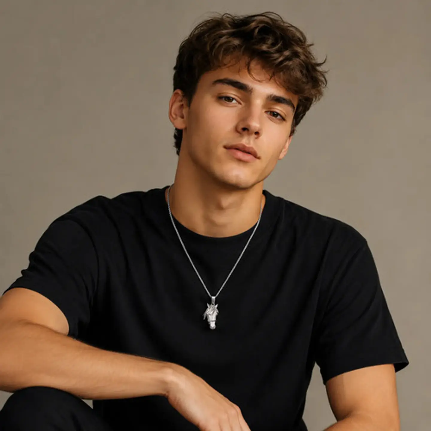 Collar De Acero Para Hombre Y Mujer Con Dije Cabeza Caballo 13