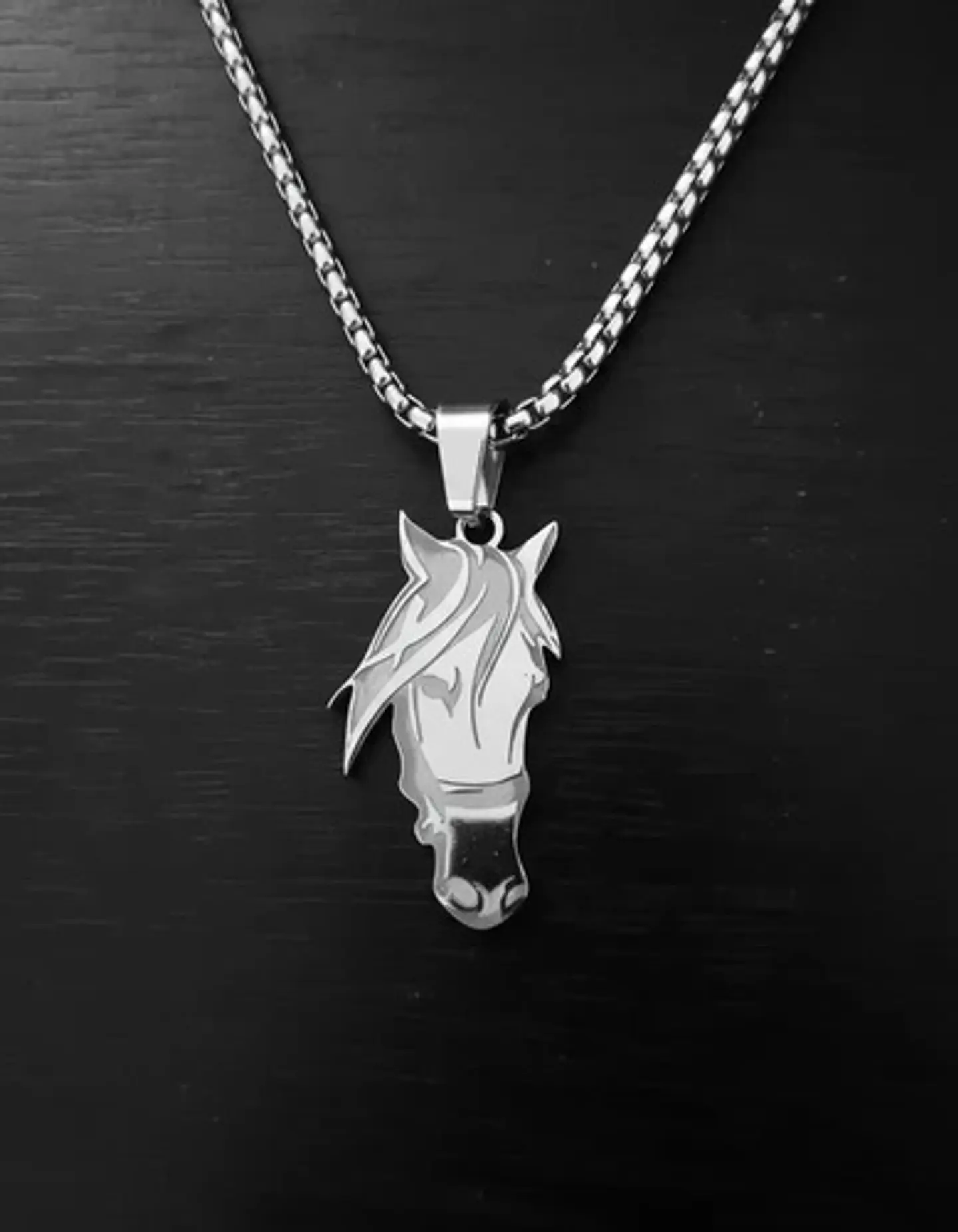 Collar De Acero Para Hombre Y Mujer Con Dije Cabeza Caballo 17