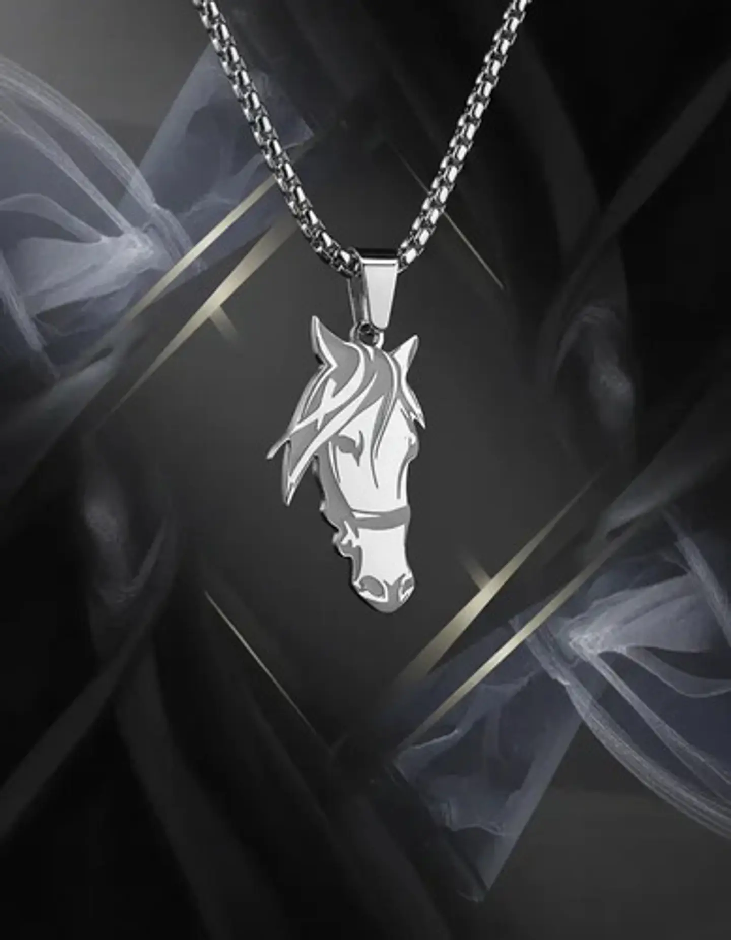 Collar De Acero Para Hombre Y Mujer Con Dije Cabeza Caballo 20