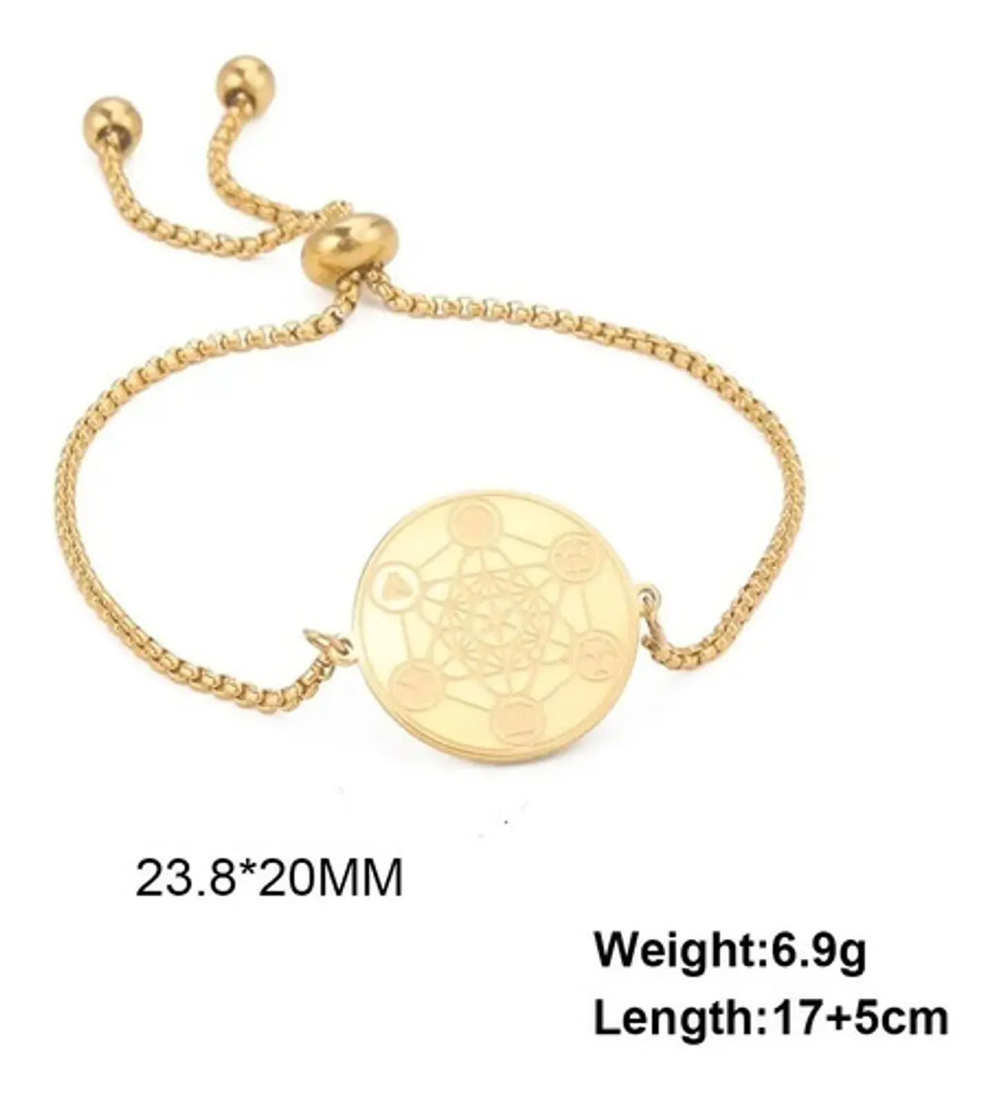 Pulsera Manilla De Acero Color Oro Geometría Sagrada Mujer 2