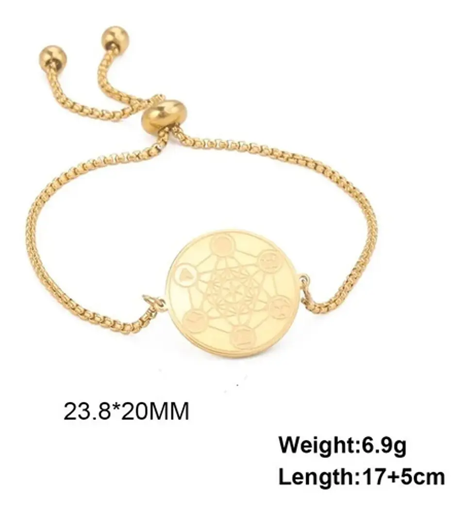 Pulsera Manilla De Acero Color Oro Geometría Sagrada Mujer 2