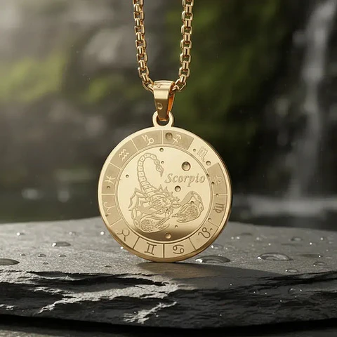 Collar De Acero Para Hombre Y Mujer Dije Signos Zodiacales