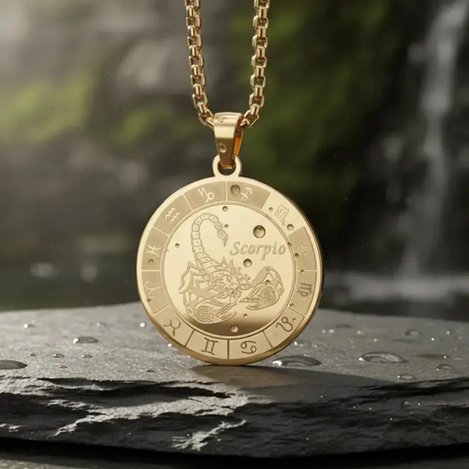 Collar De Acero Para Hombre Y Mujer Dije Signos Zodiacales 2