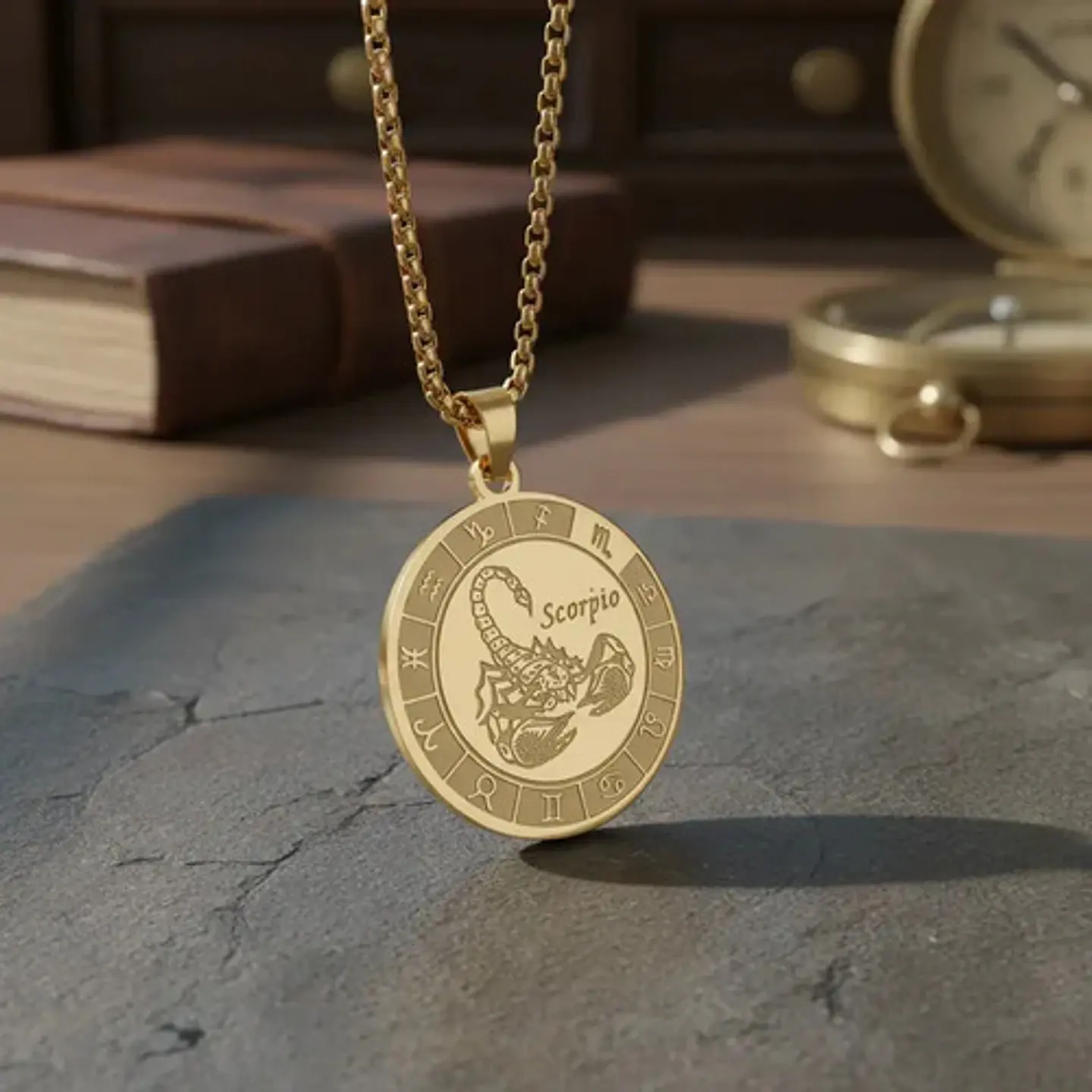 Collar De Acero Para Hombre Y Mujer Dije Signos Zodiacales 7