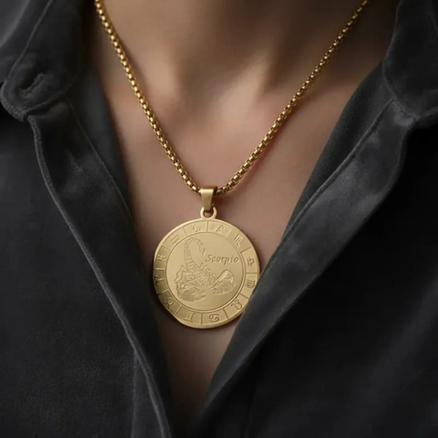 Collar De Acero Para Hombre Y Mujer Dije Signos Zodiacales 8
