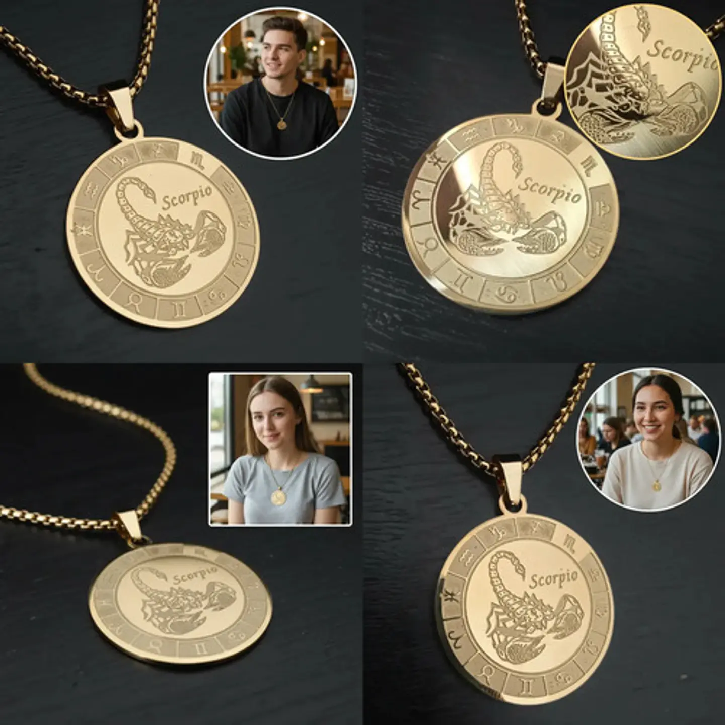 Collar De Acero Para Hombre Y Mujer Dije Signos Zodiacales 9