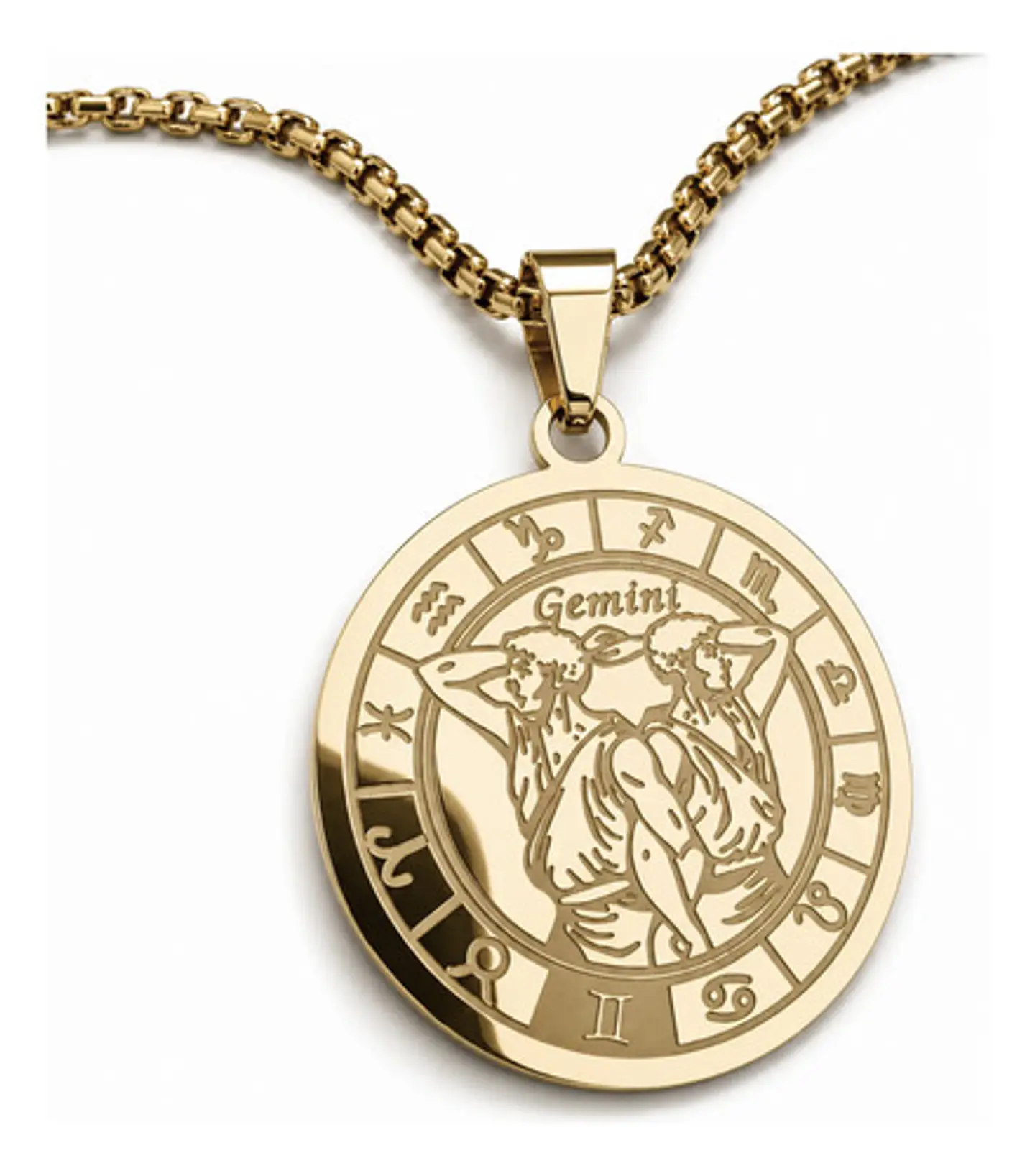 Collar De Acero Para Hombre Y Mujer Dije Signos Zodiacales 11