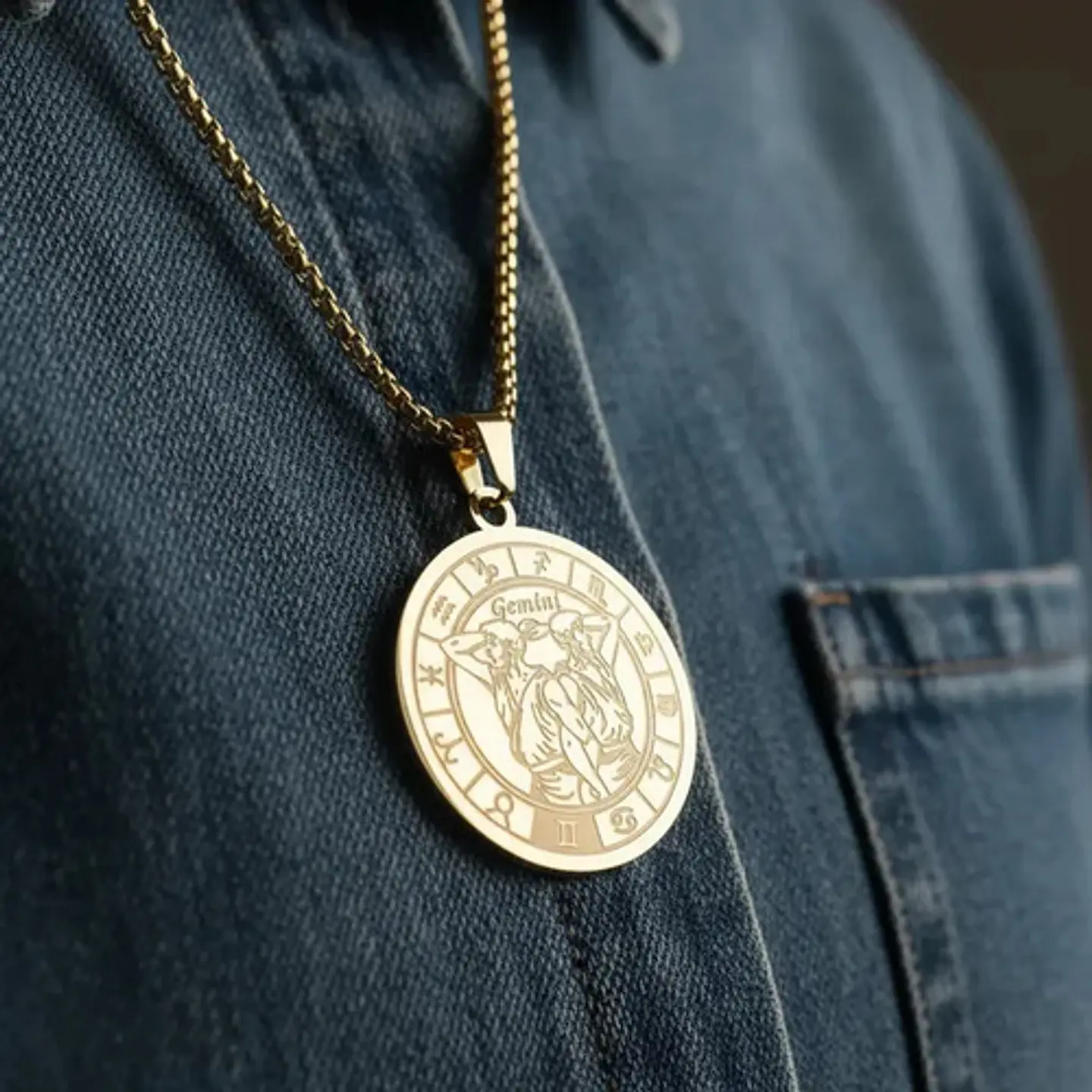 Collar De Acero Para Hombre Y Mujer Dije Signos Zodiacales 13
