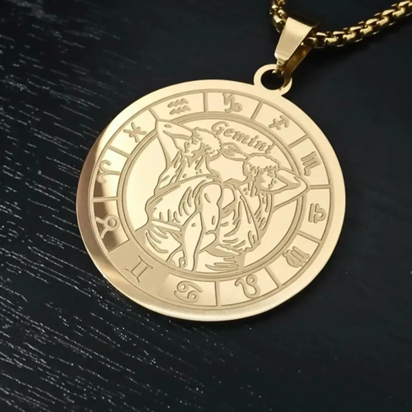 Collar De Acero Para Hombre Y Mujer Dije Signos Zodiacales 19