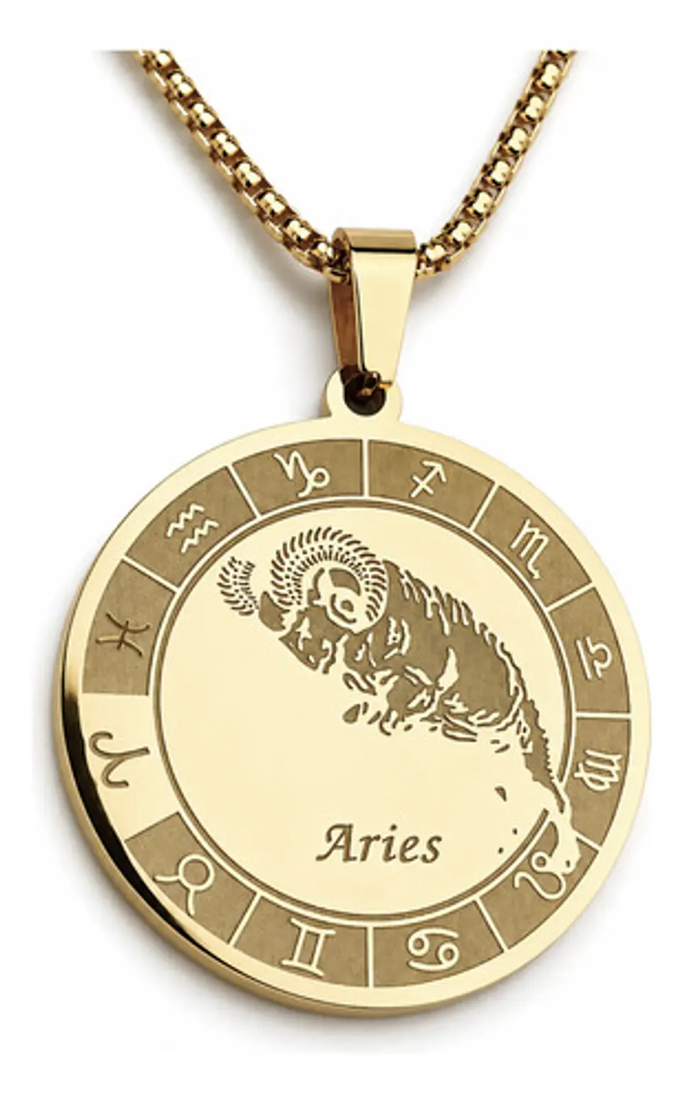 Collar De Acero Para Hombre Y Mujer Dije Signos Zodiacales 21