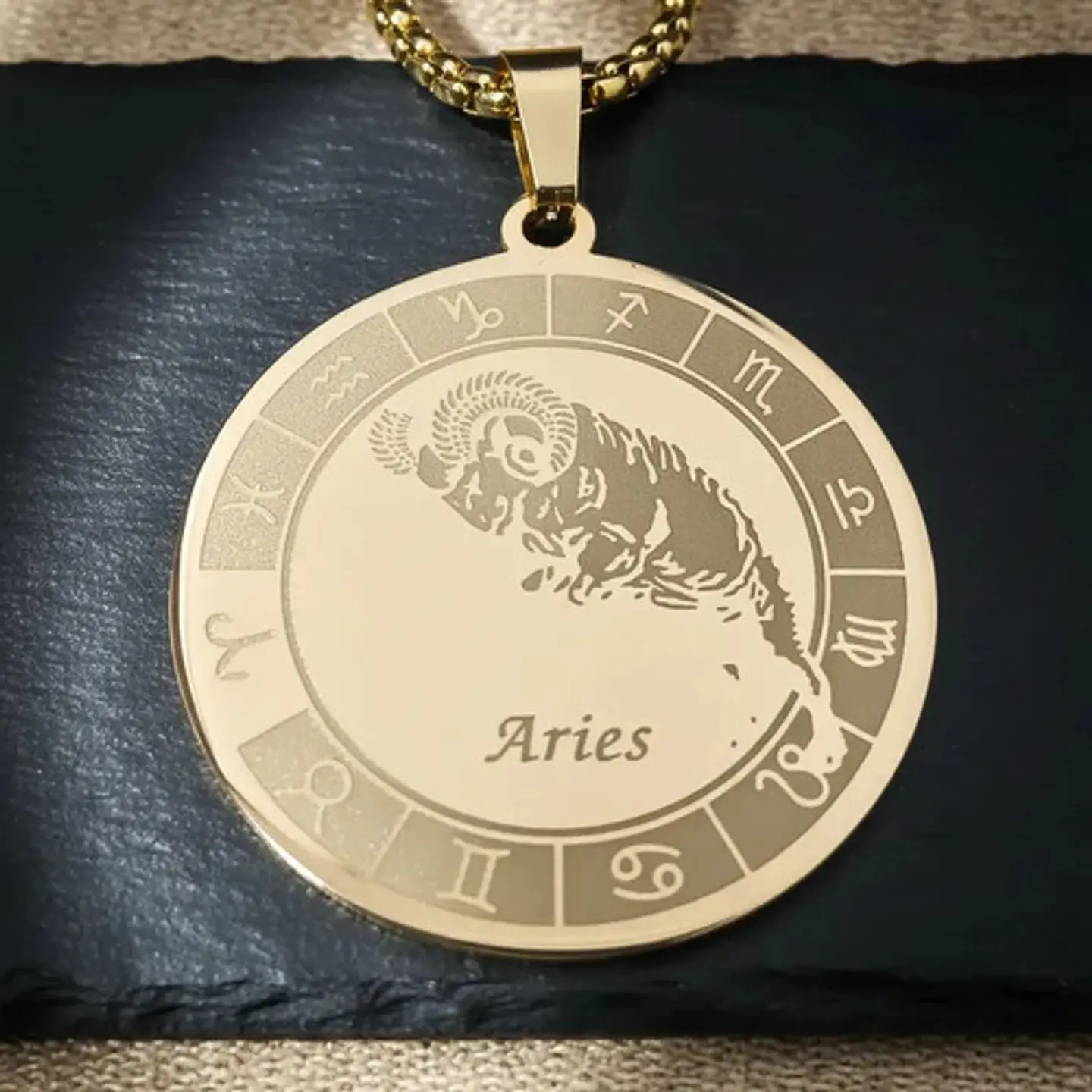 Collar De Acero Para Hombre Y Mujer Dije Signos Zodiacales 27