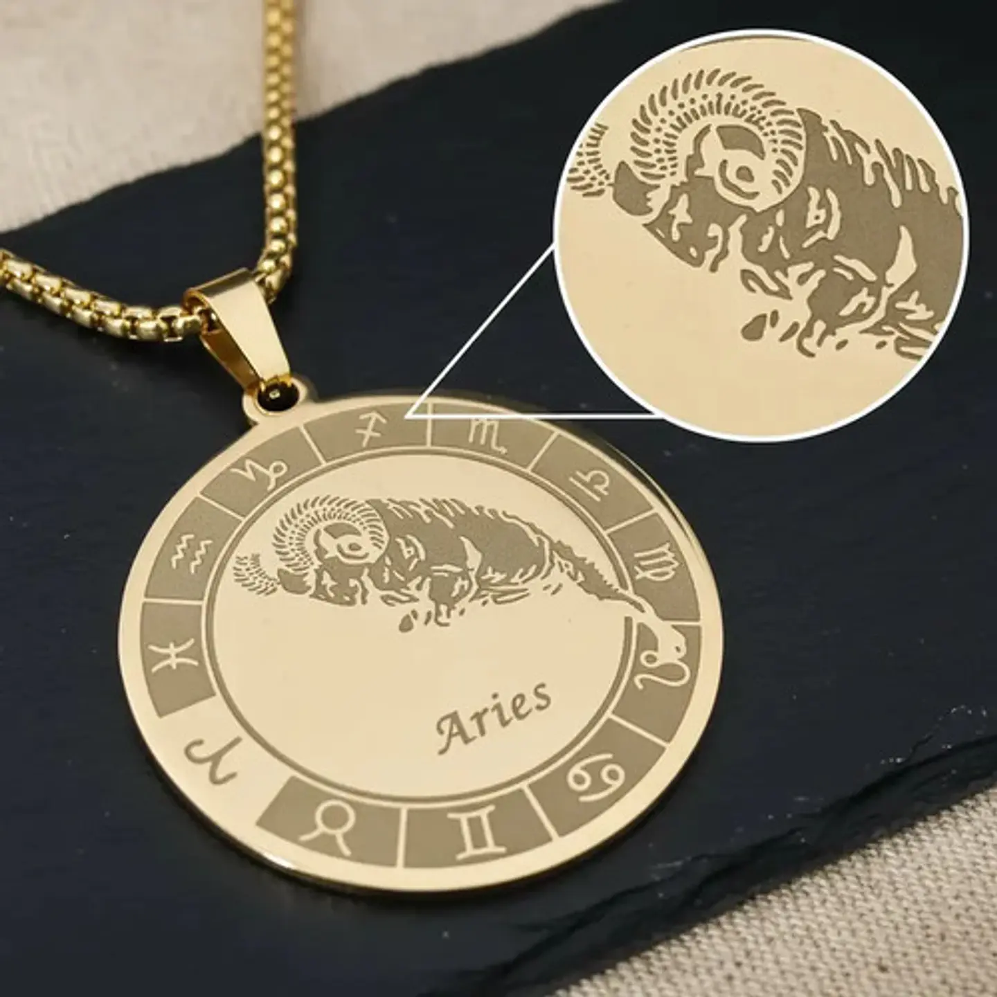 Collar De Acero Para Hombre Y Mujer Dije Signos Zodiacales 28
