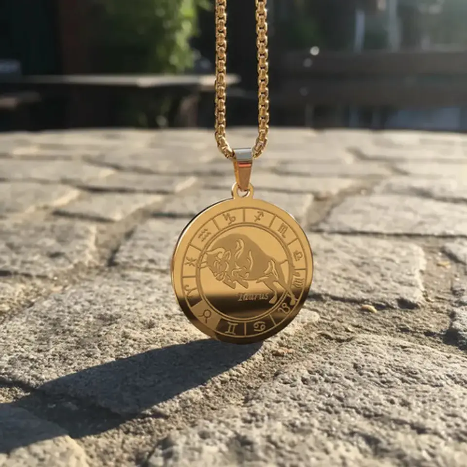 Collar De Acero Para Hombre Y Mujer Dije Signos Zodiacales 32