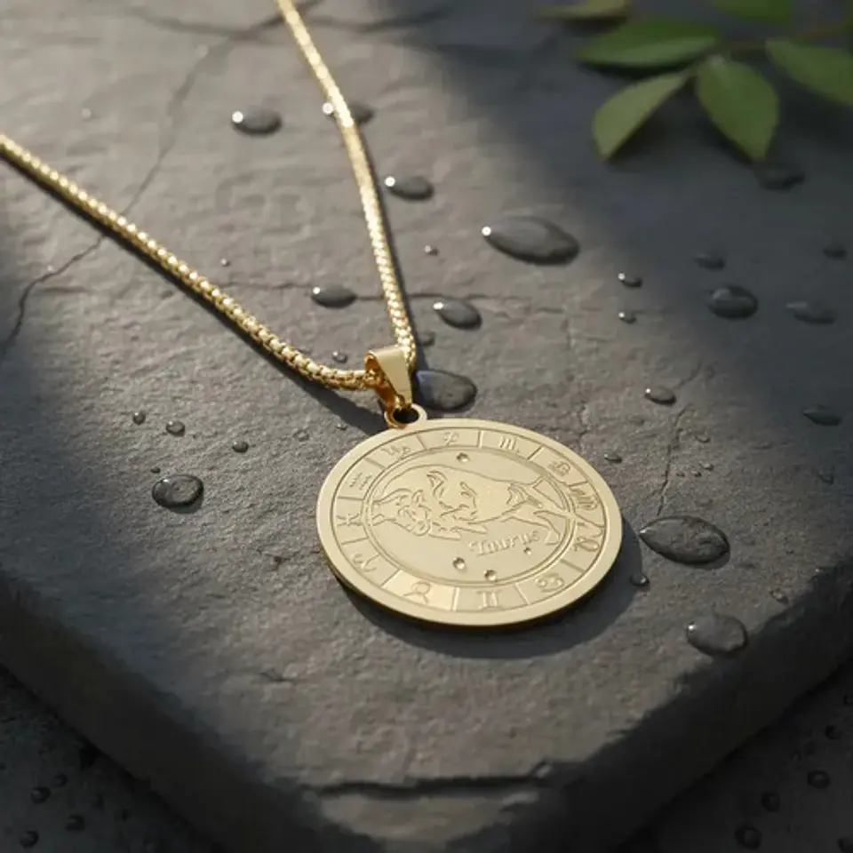 Collar De Acero Para Hombre Y Mujer Dije Signos Zodiacales 35