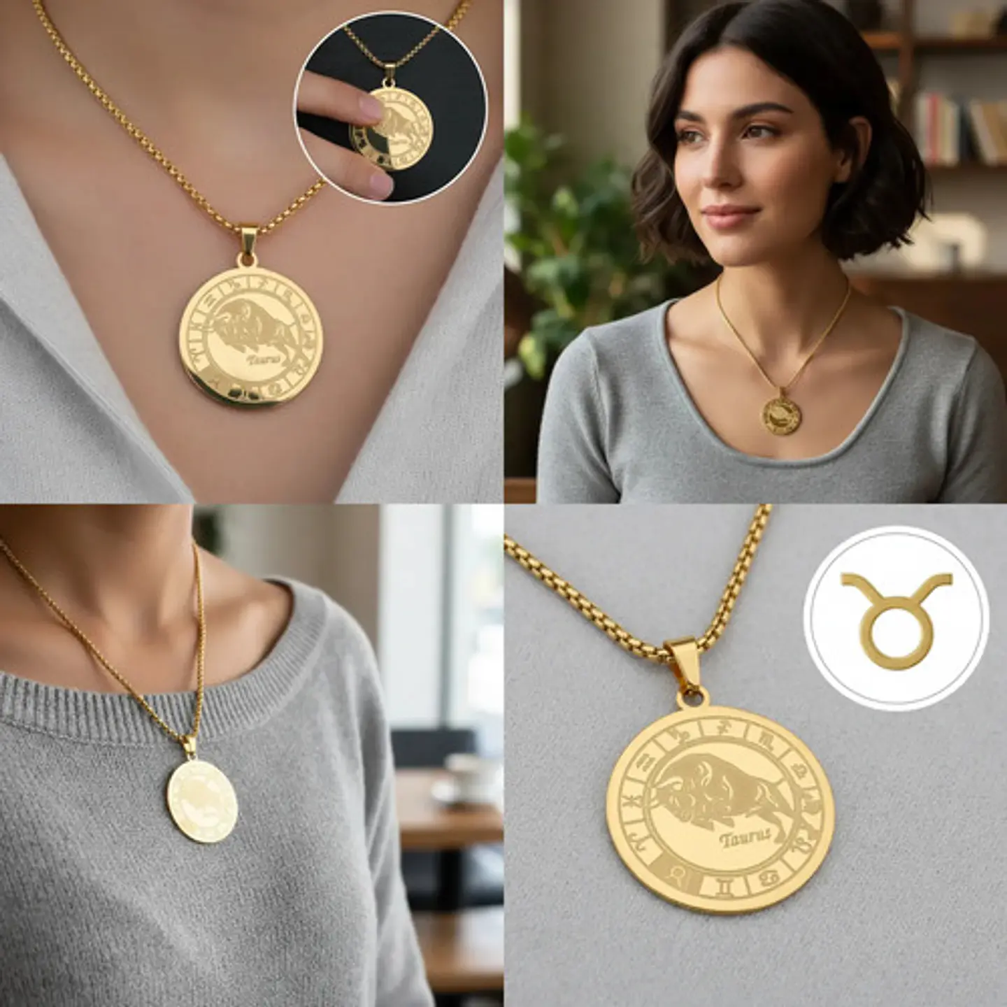 Collar De Acero Para Hombre Y Mujer Dije Signos Zodiacales 40