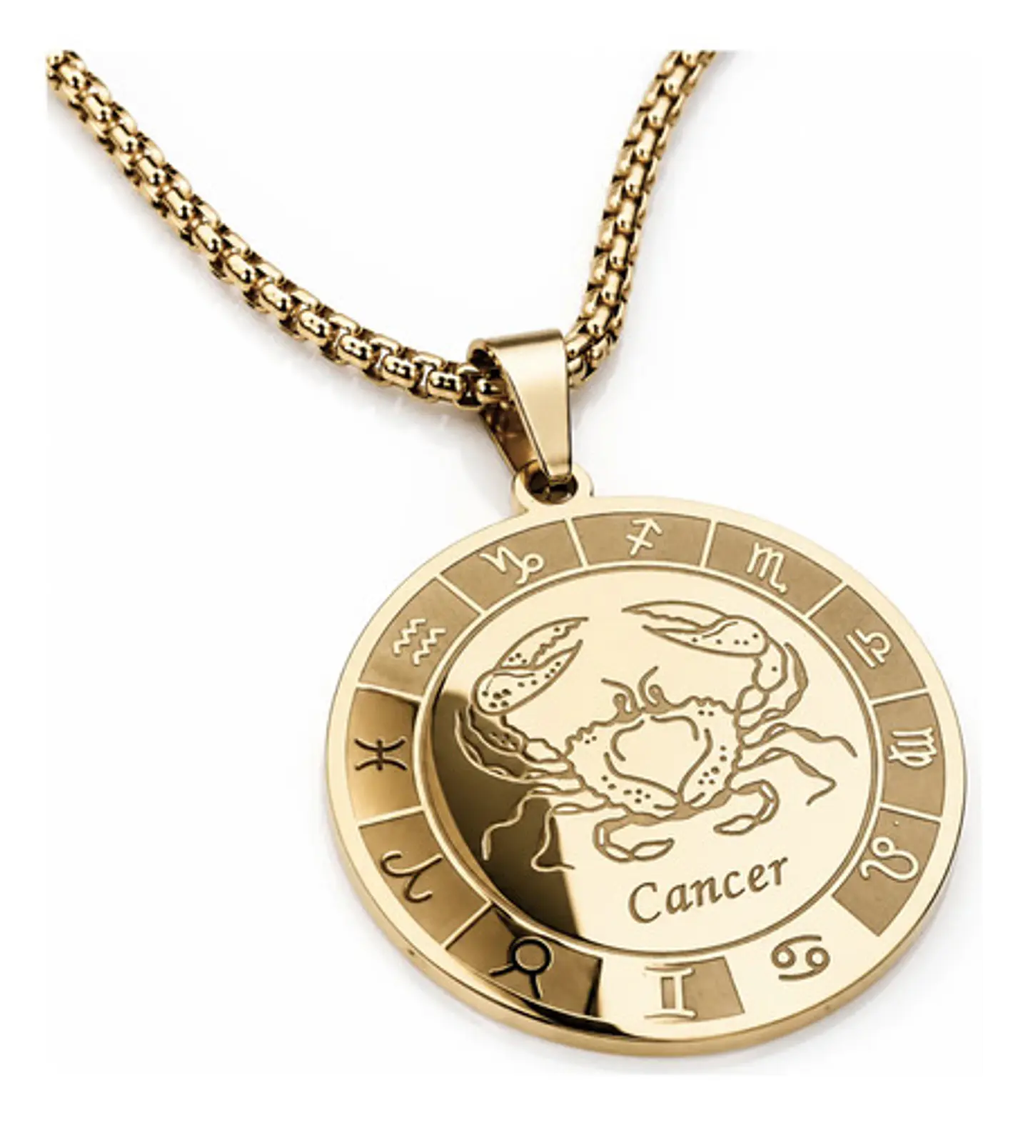 Collar De Acero Para Hombre Y Mujer Dije Signos Zodiacales 41