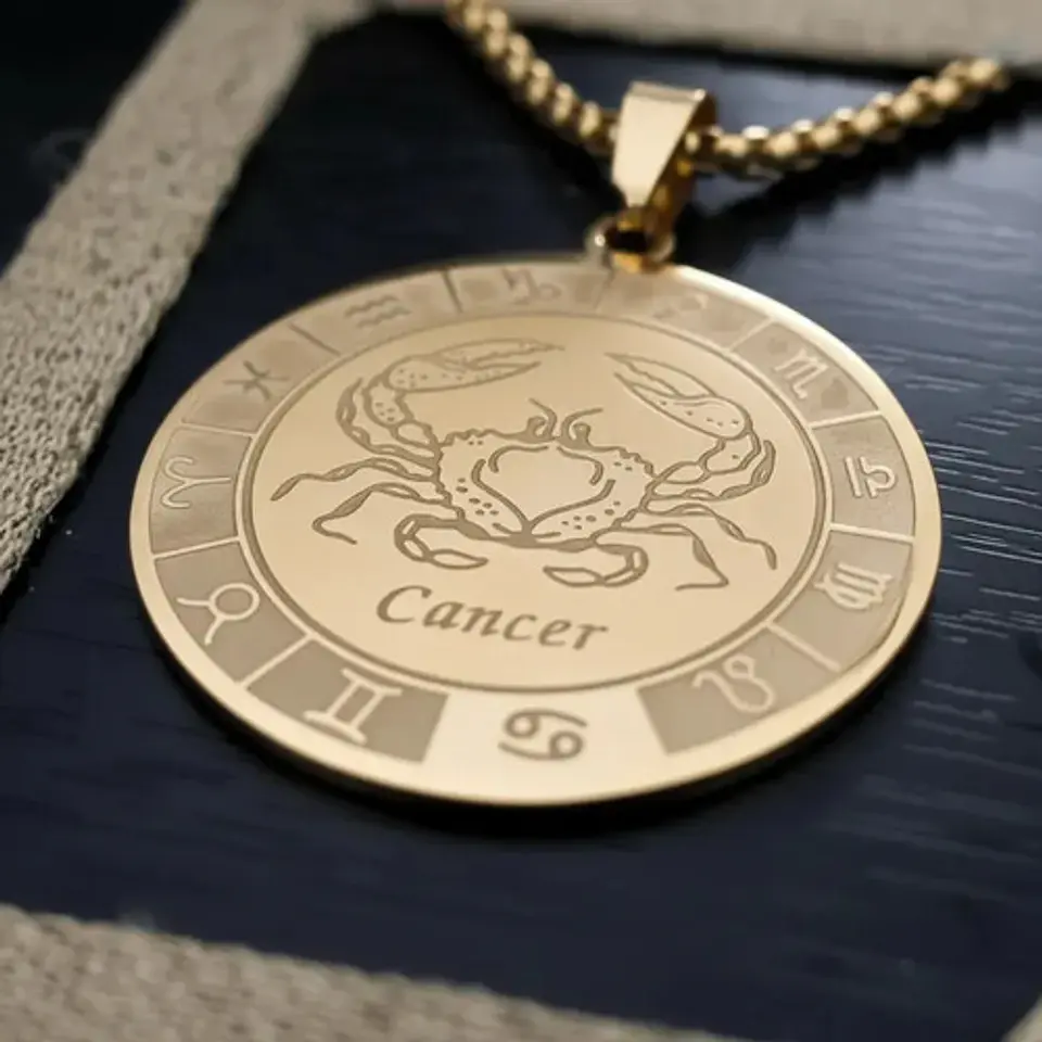 Collar De Acero Para Hombre Y Mujer Dije Signos Zodiacales 47