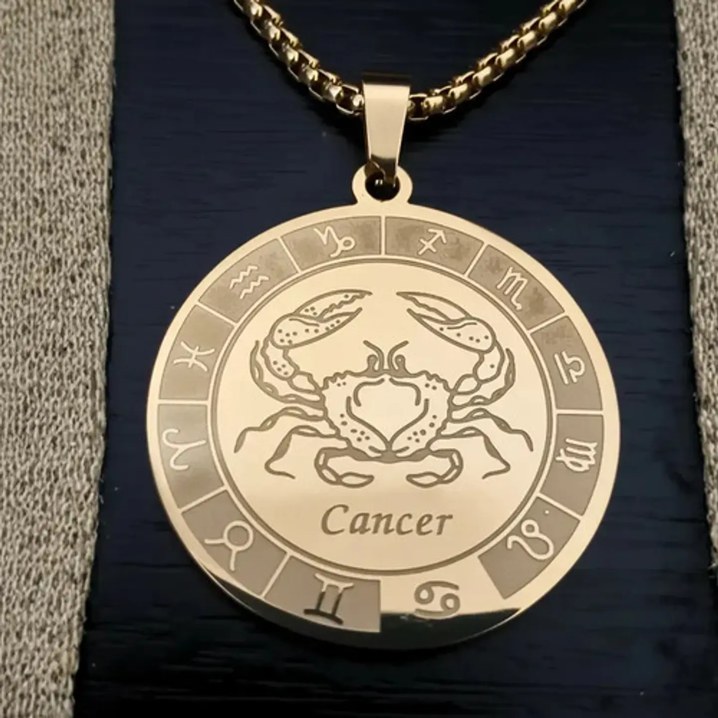 Collar De Acero Para Hombre Y Mujer Dije Signos Zodiacales 49