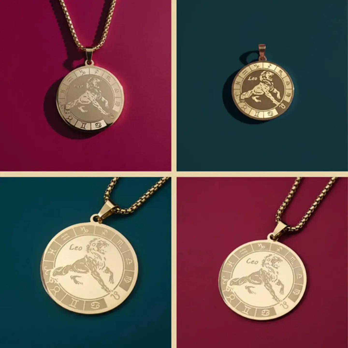 Collar De Acero Para Hombre Y Mujer Dije Signos Zodiacales 52