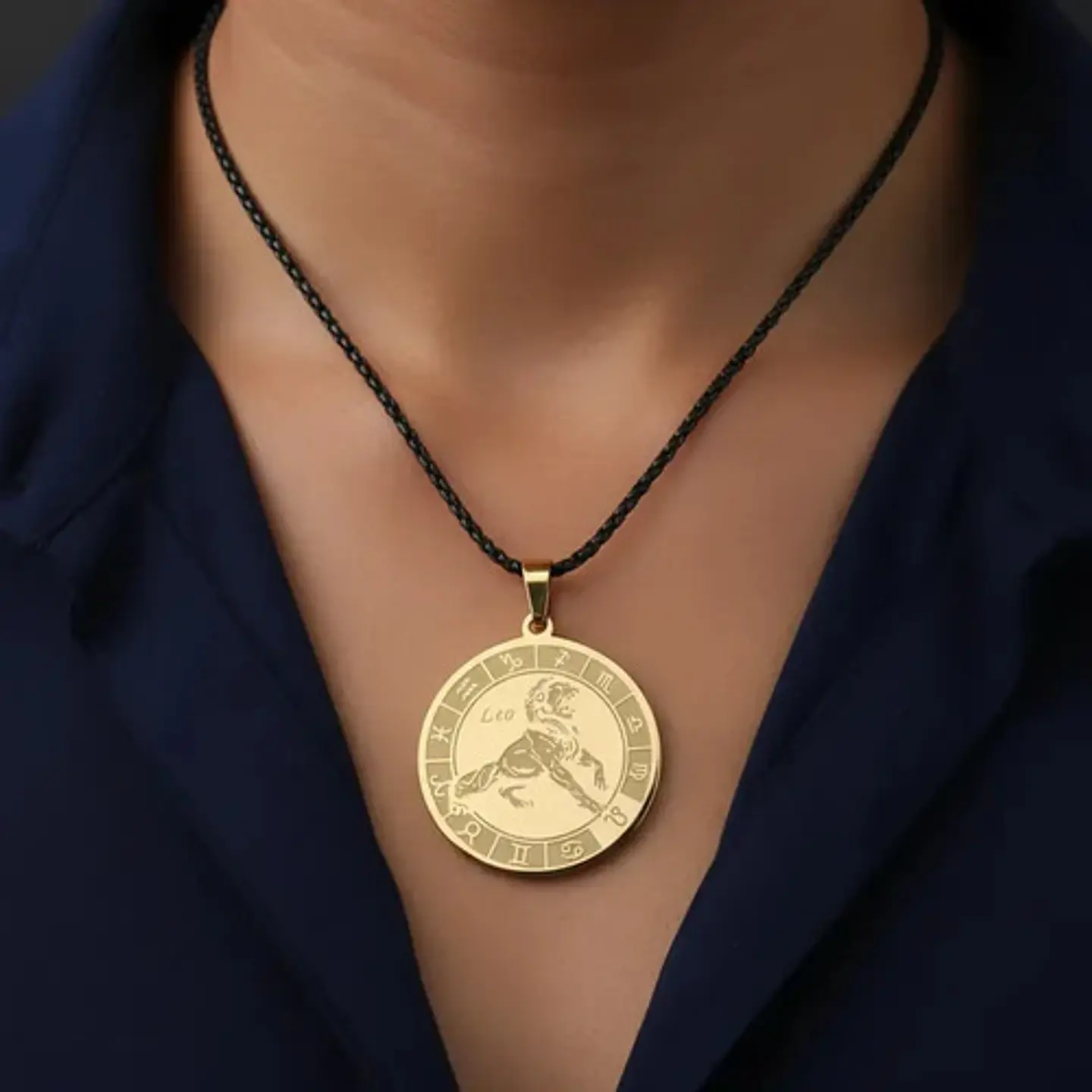 Collar De Acero Para Hombre Y Mujer Dije Signos Zodiacales 53