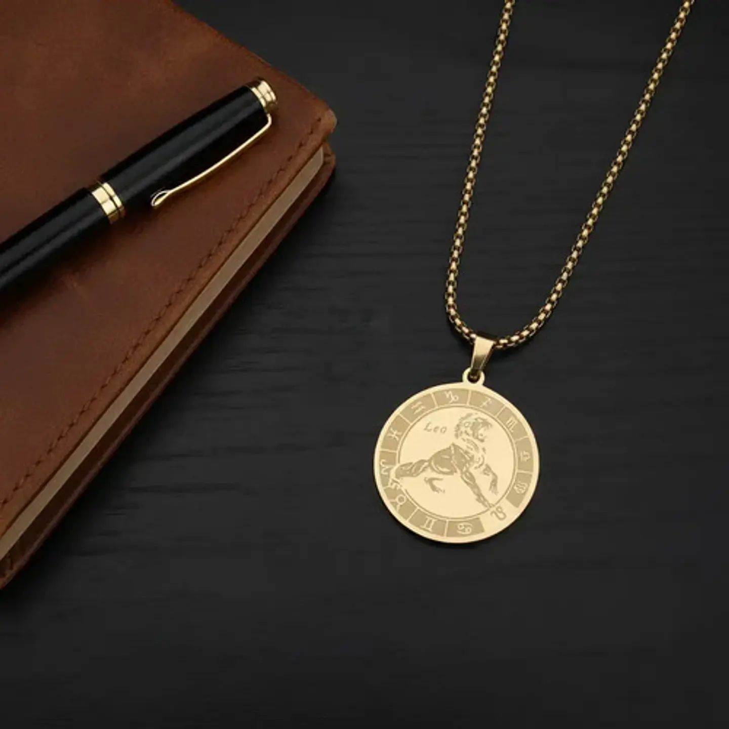 Collar De Acero Para Hombre Y Mujer Dije Signos Zodiacales 54