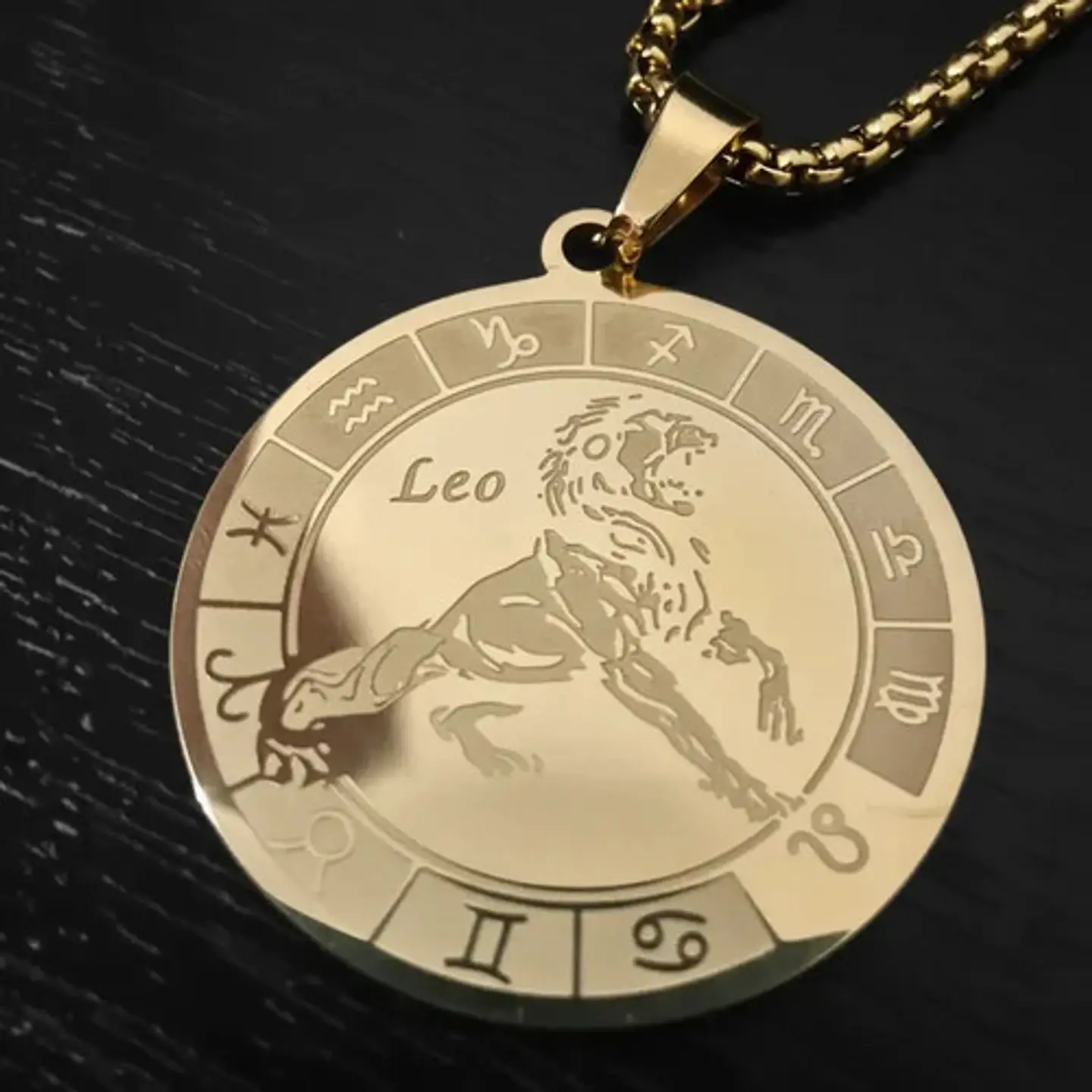 Collar De Acero Para Hombre Y Mujer Dije Signos Zodiacales 56
