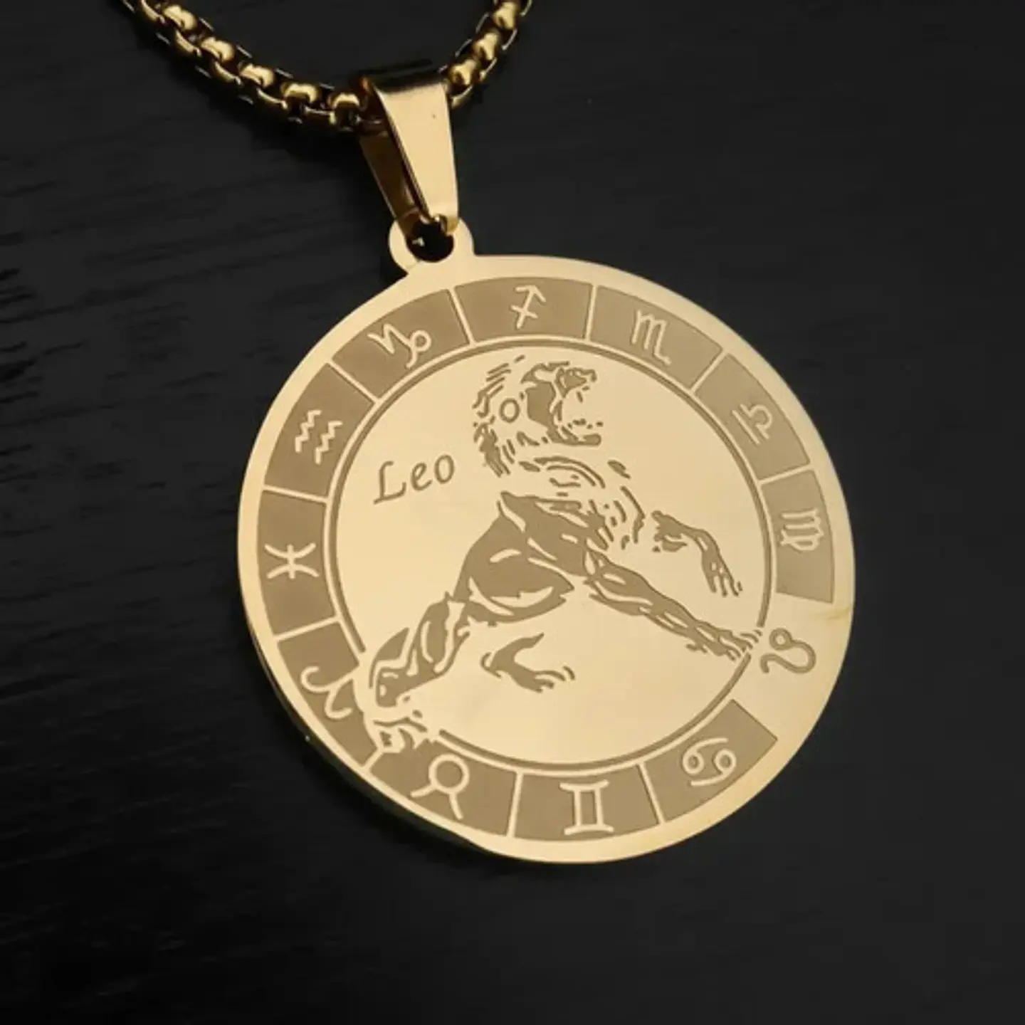 Collar De Acero Para Hombre Y Mujer Dije Signos Zodiacales 57