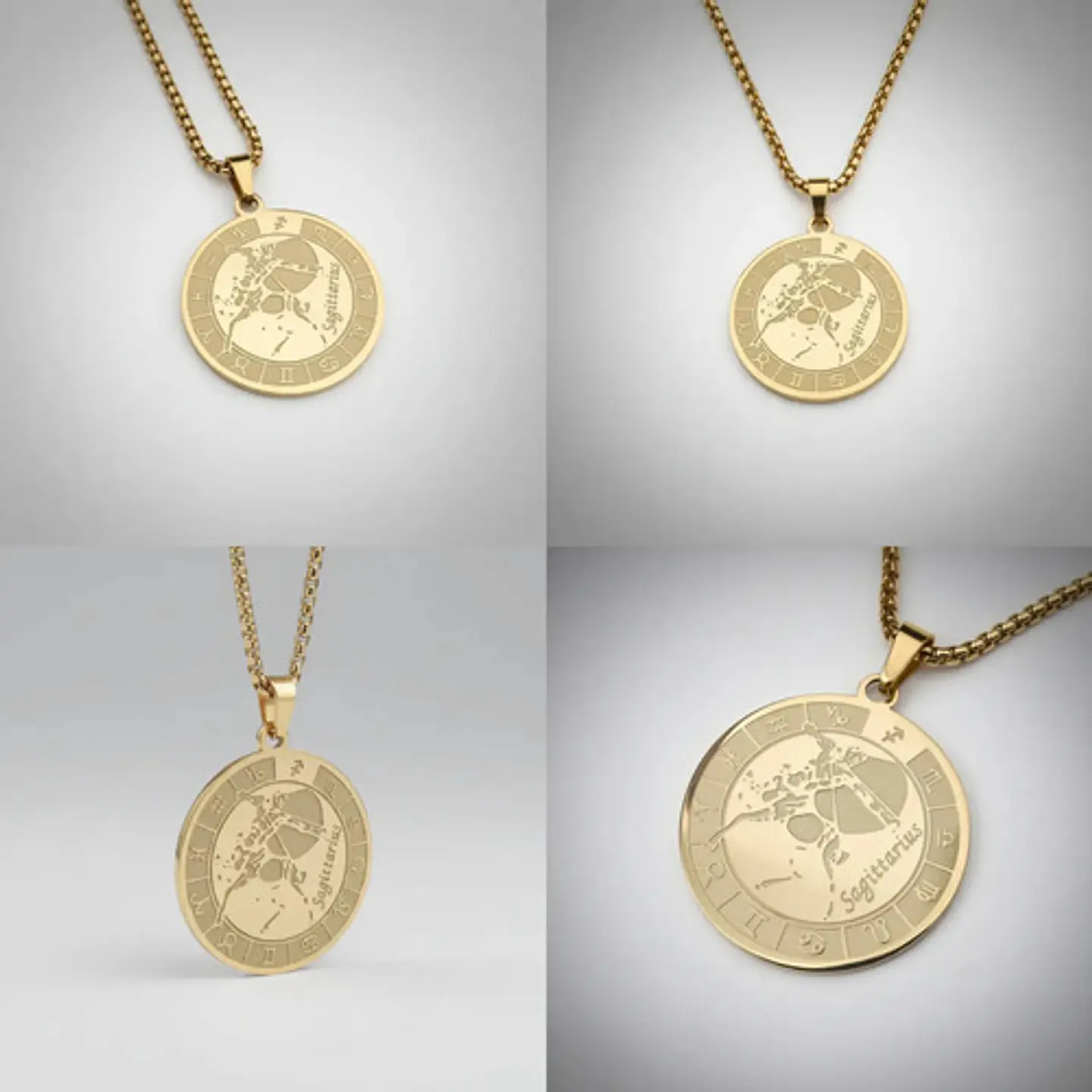 Collar De Acero Para Hombre Y Mujer Dije Signos Zodiacales 62