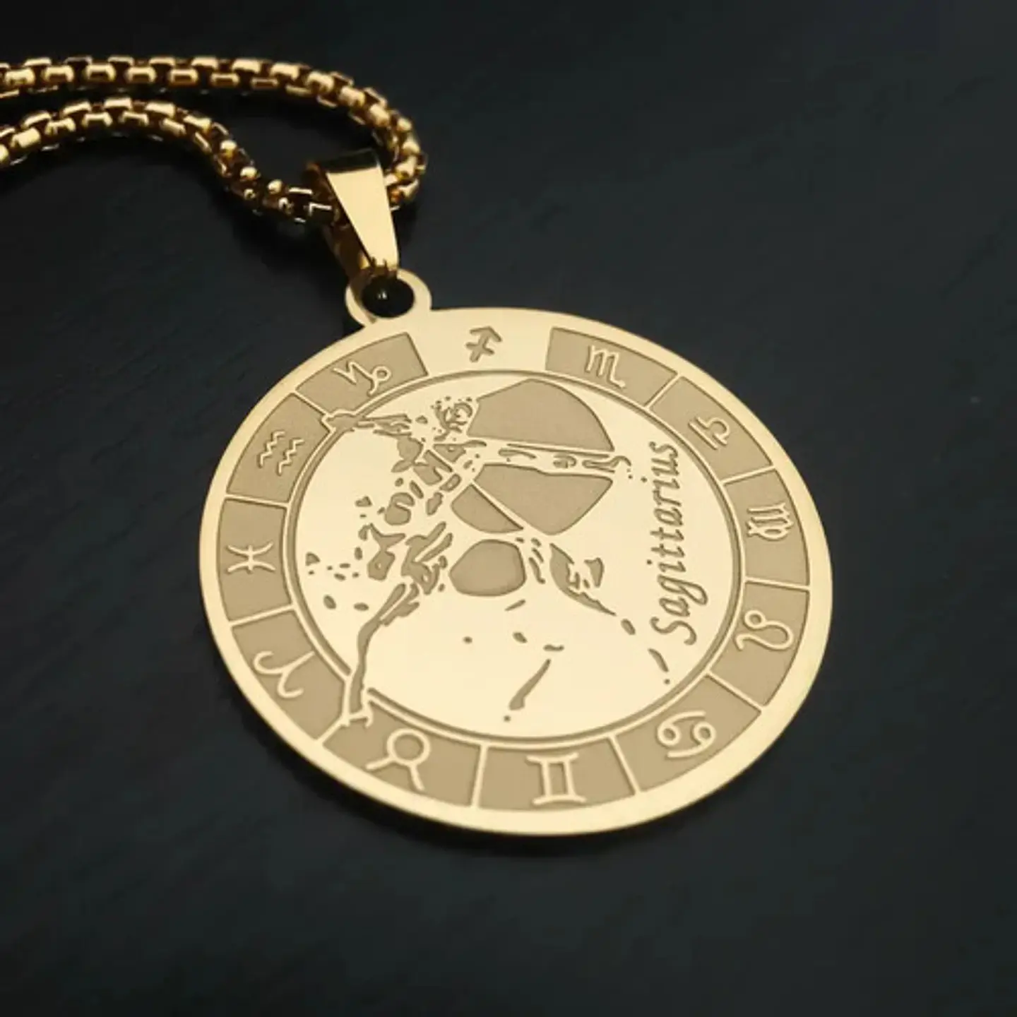 Collar De Acero Para Hombre Y Mujer Dije Signos Zodiacales 66