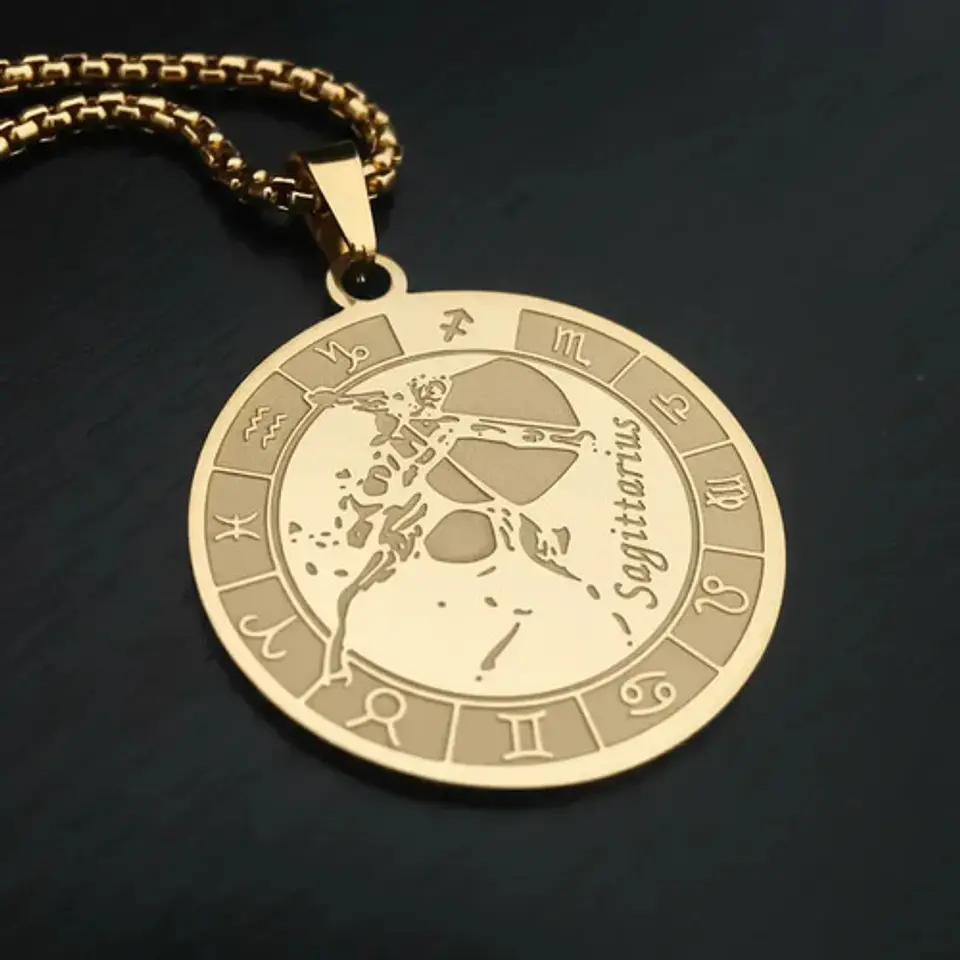 Collar De Acero Para Hombre Y Mujer Dije Signos Zodiacales 66