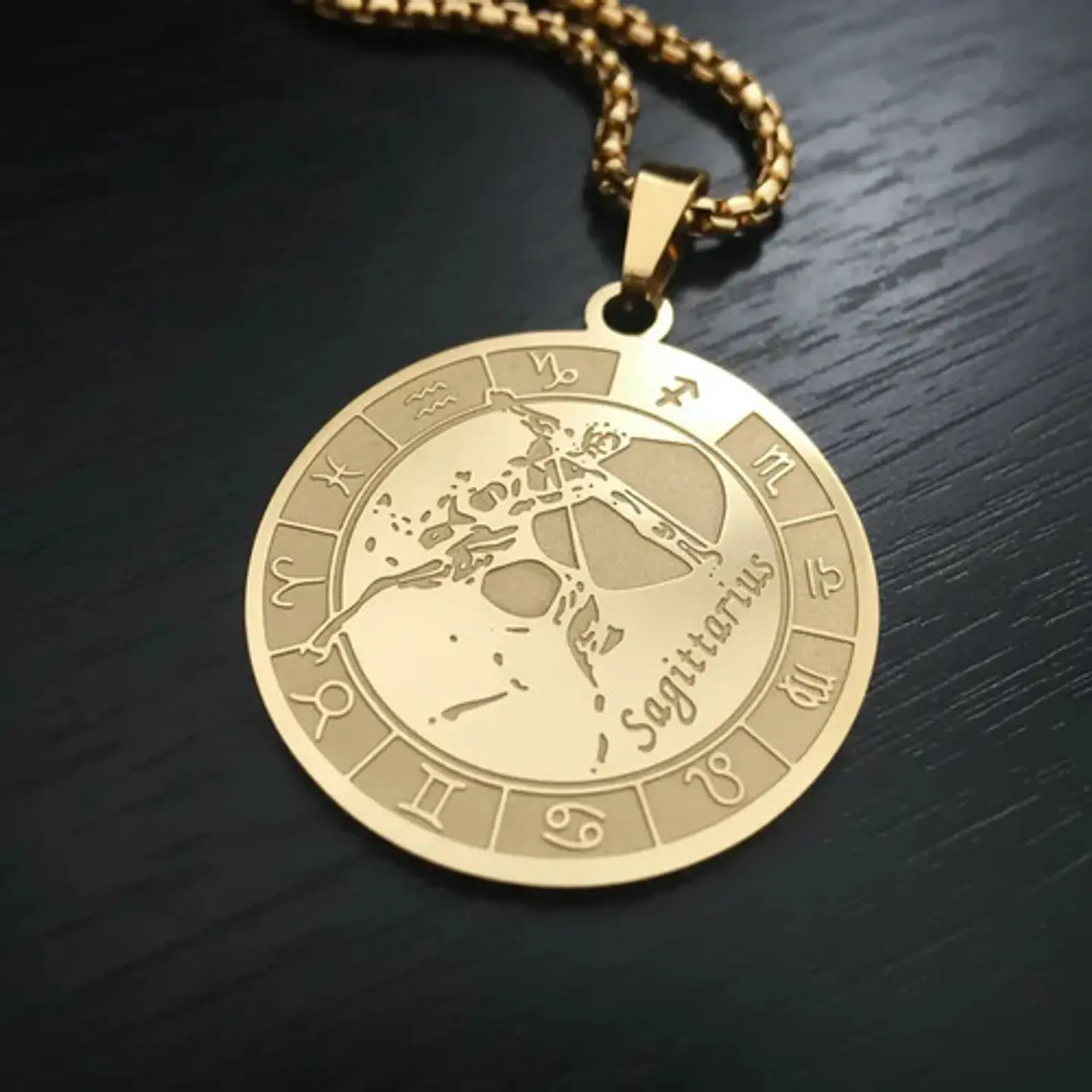 Collar De Acero Para Hombre Y Mujer Dije Signos Zodiacales 68