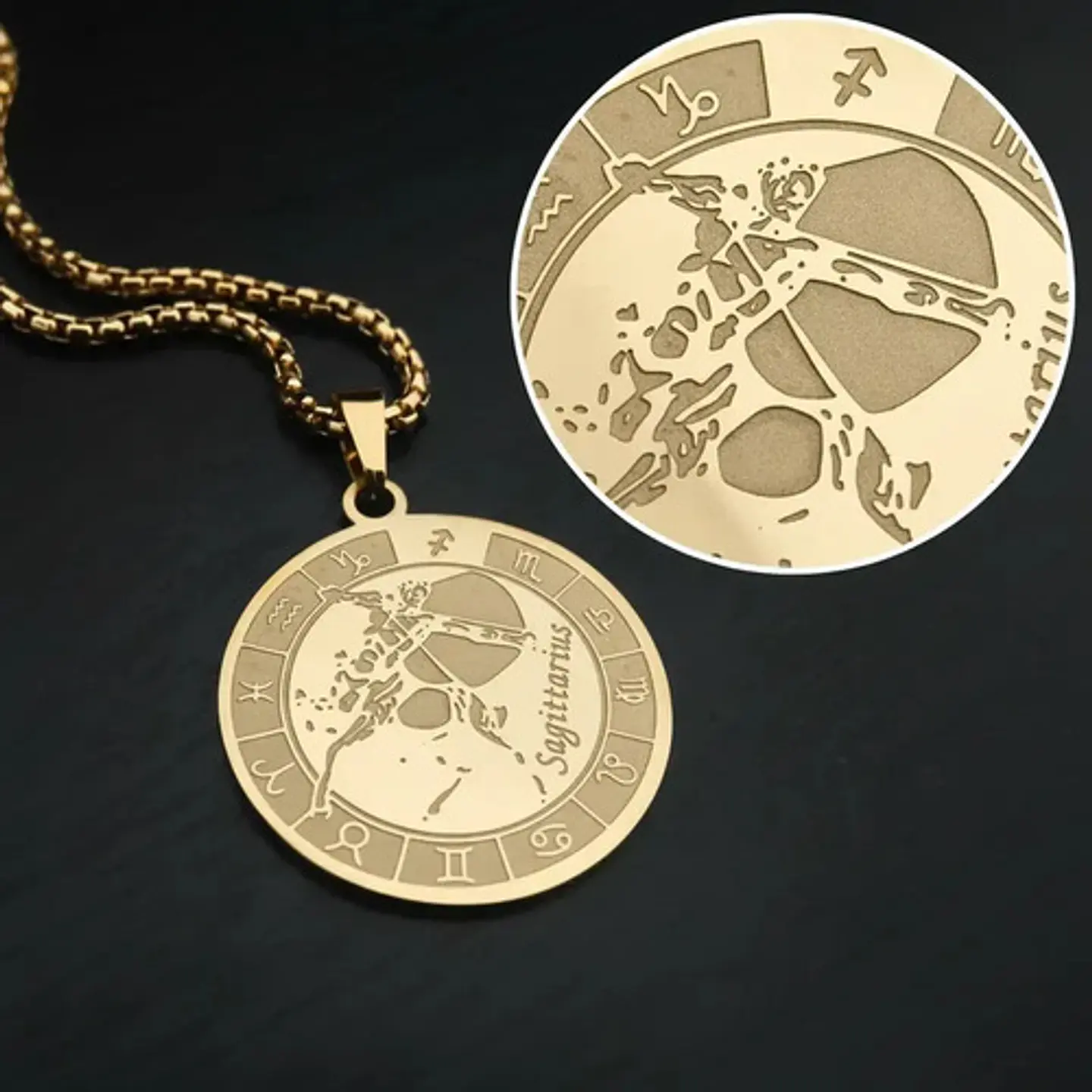 Collar De Acero Para Hombre Y Mujer Dije Signos Zodiacales 69