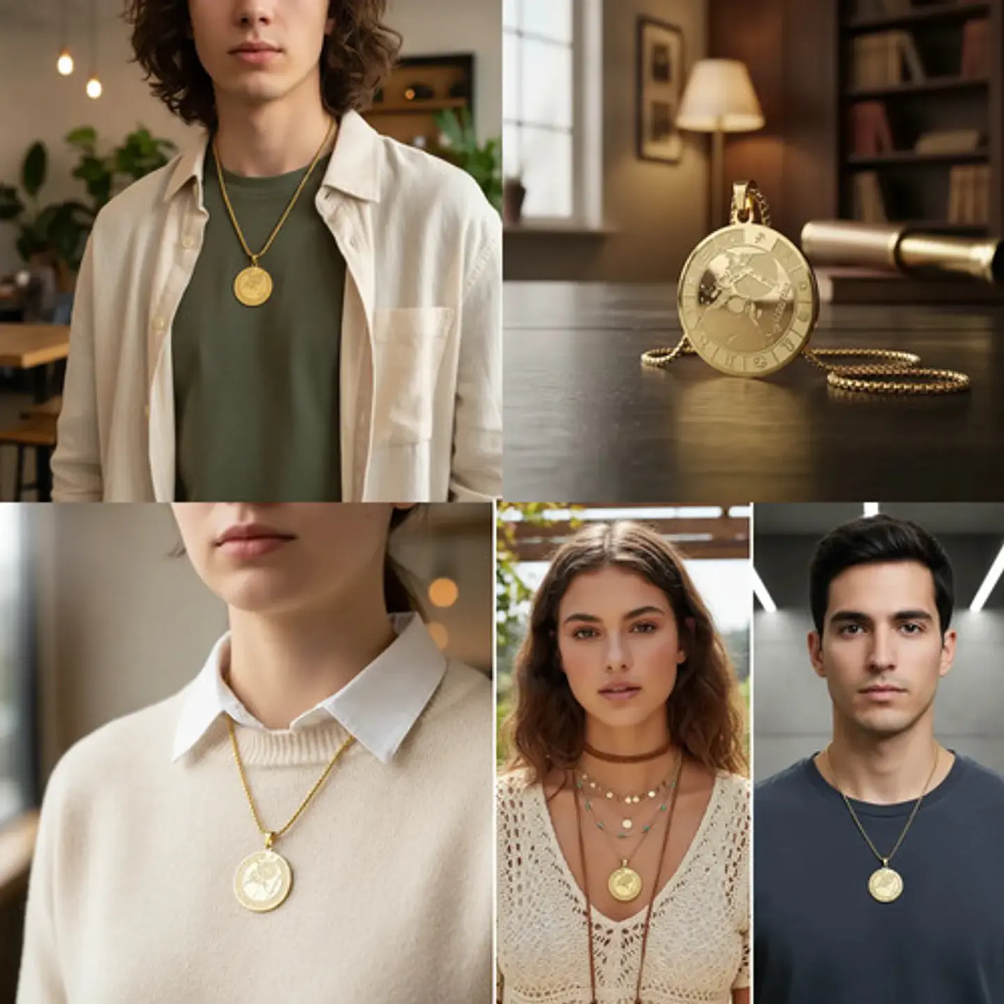 Collar De Acero Para Hombre Y Mujer Dije Signos Zodiacales 70