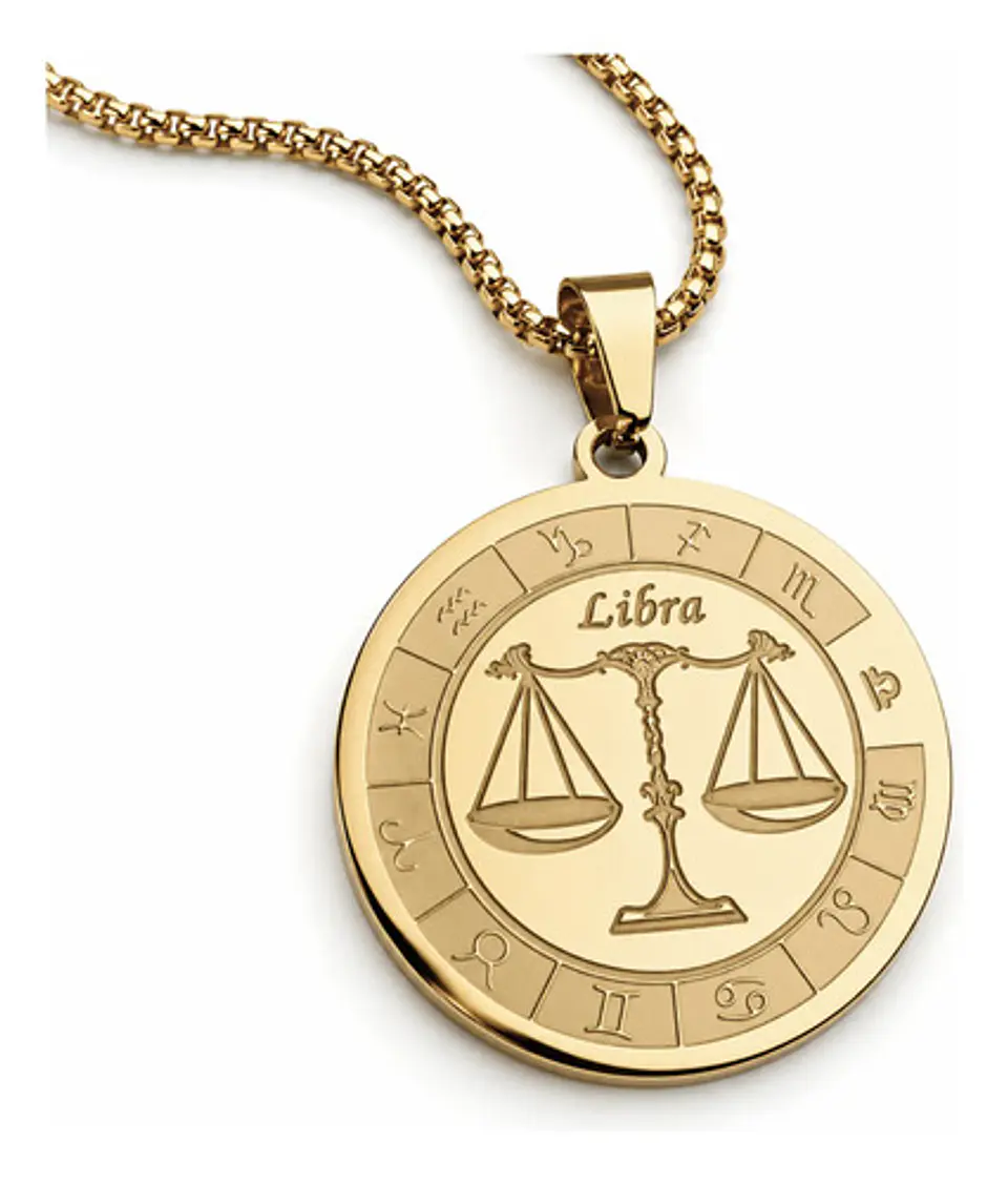 Collar De Acero Para Hombre Y Mujer Dije Signos Zodiacales 71