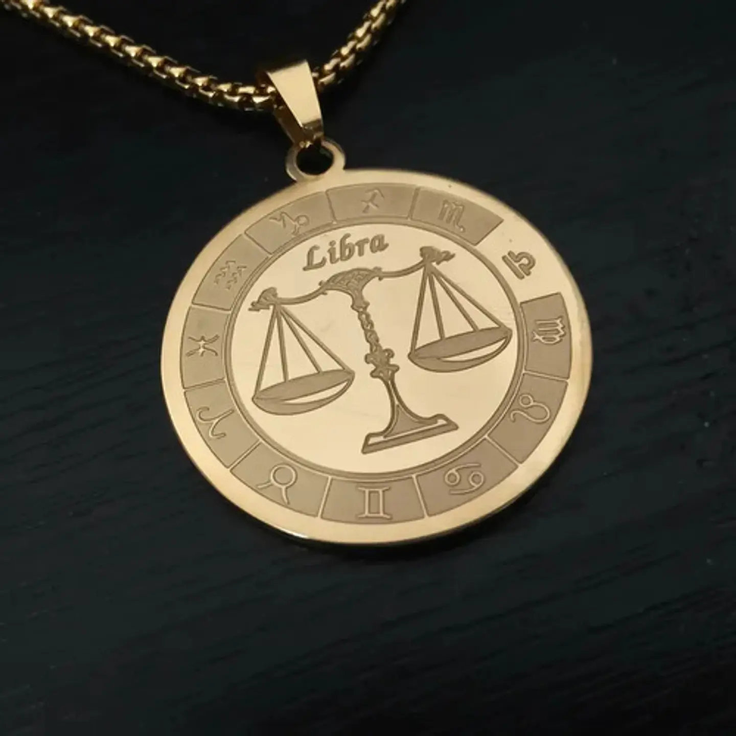 Collar De Acero Para Hombre Y Mujer Dije Signos Zodiacales 75
