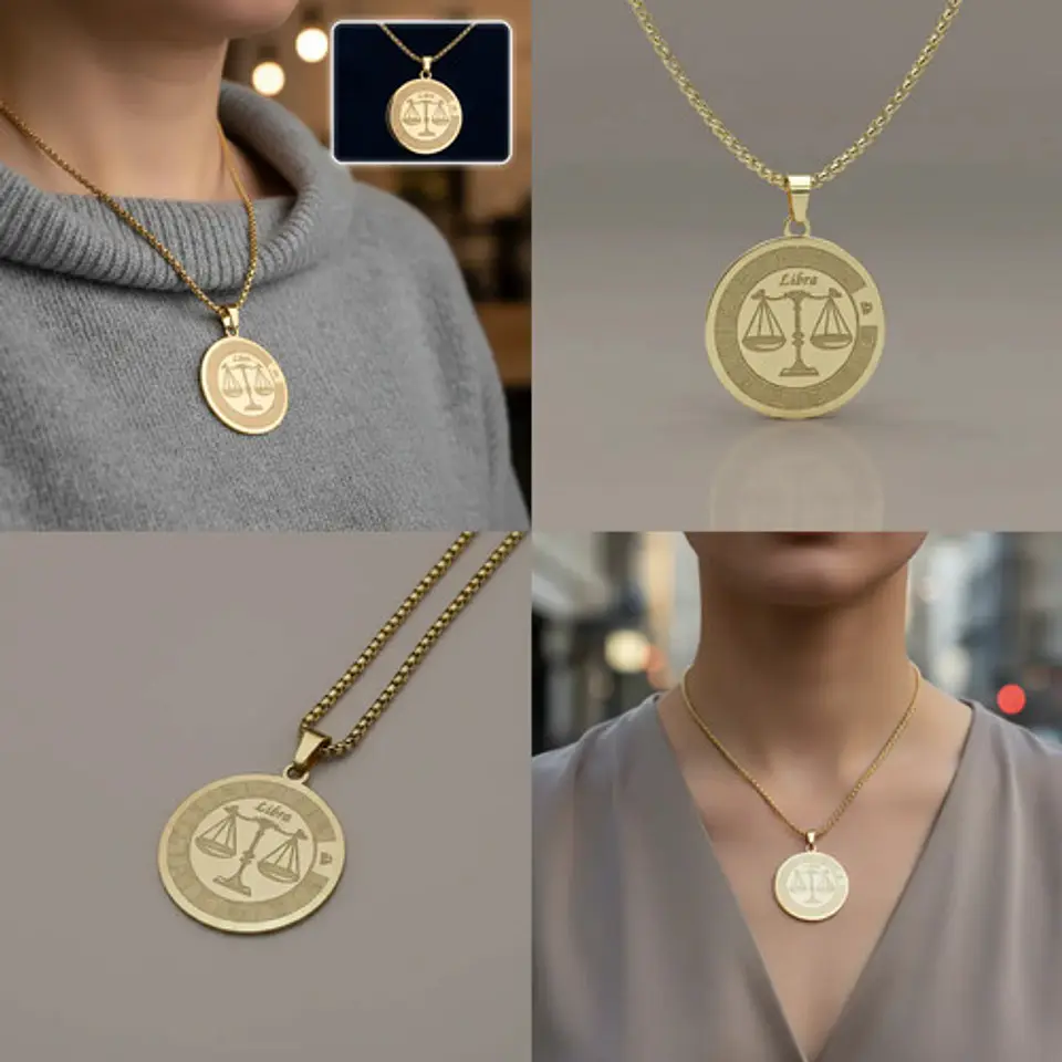 Collar De Acero Para Hombre Y Mujer Dije Signos Zodiacales 80
