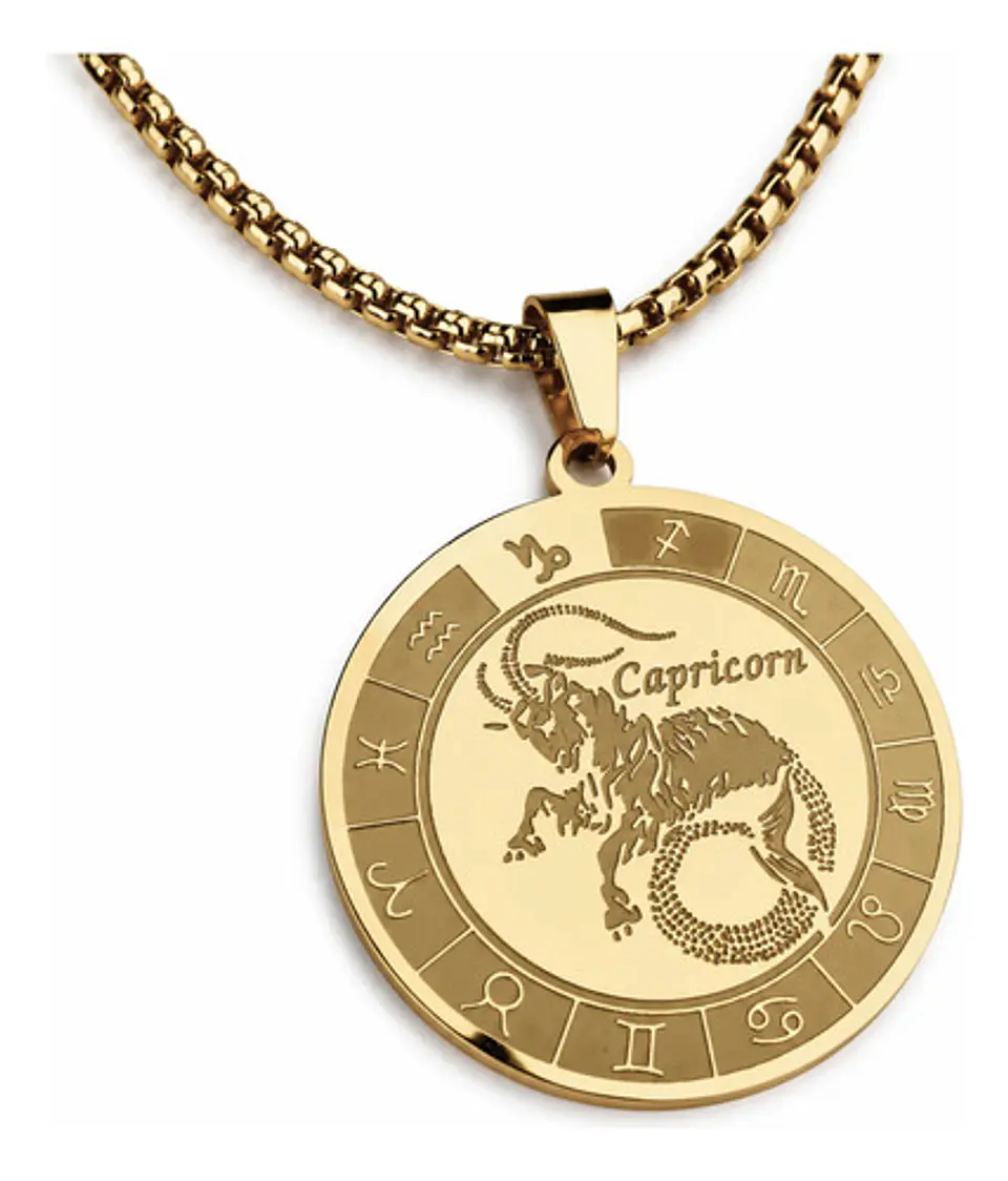 Collar De Acero Para Hombre Y Mujer Dije Signos Zodiacales 81