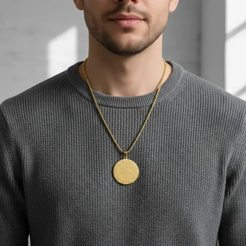 Collar De Acero Para Hombre Y Mujer Dije Signos Zodiacales 83