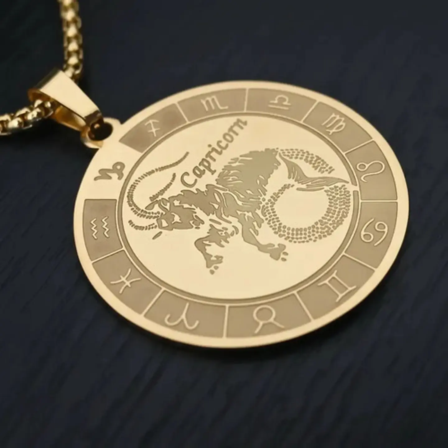 Collar De Acero Para Hombre Y Mujer Dije Signos Zodiacales 88