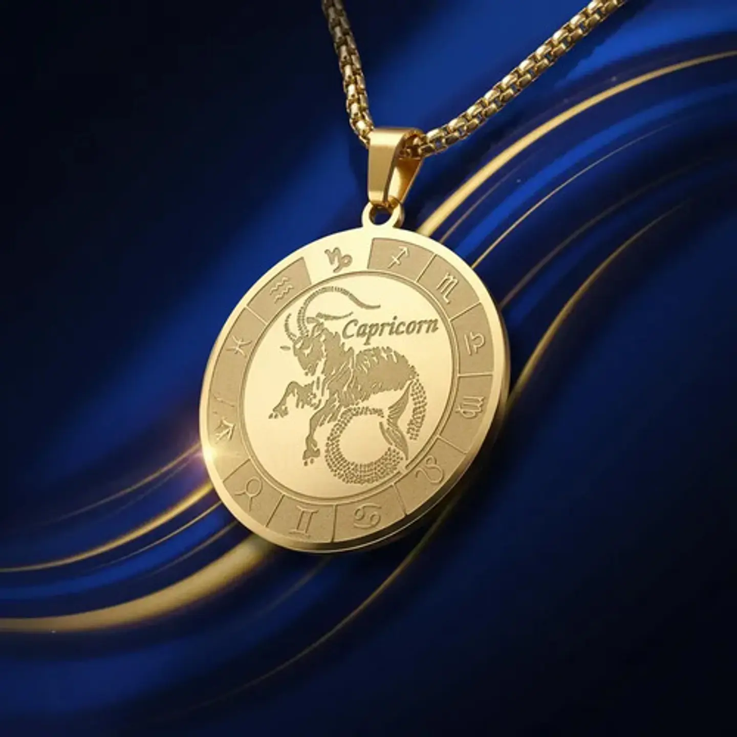 Collar De Acero Para Hombre Y Mujer Dije Signos Zodiacales 89
